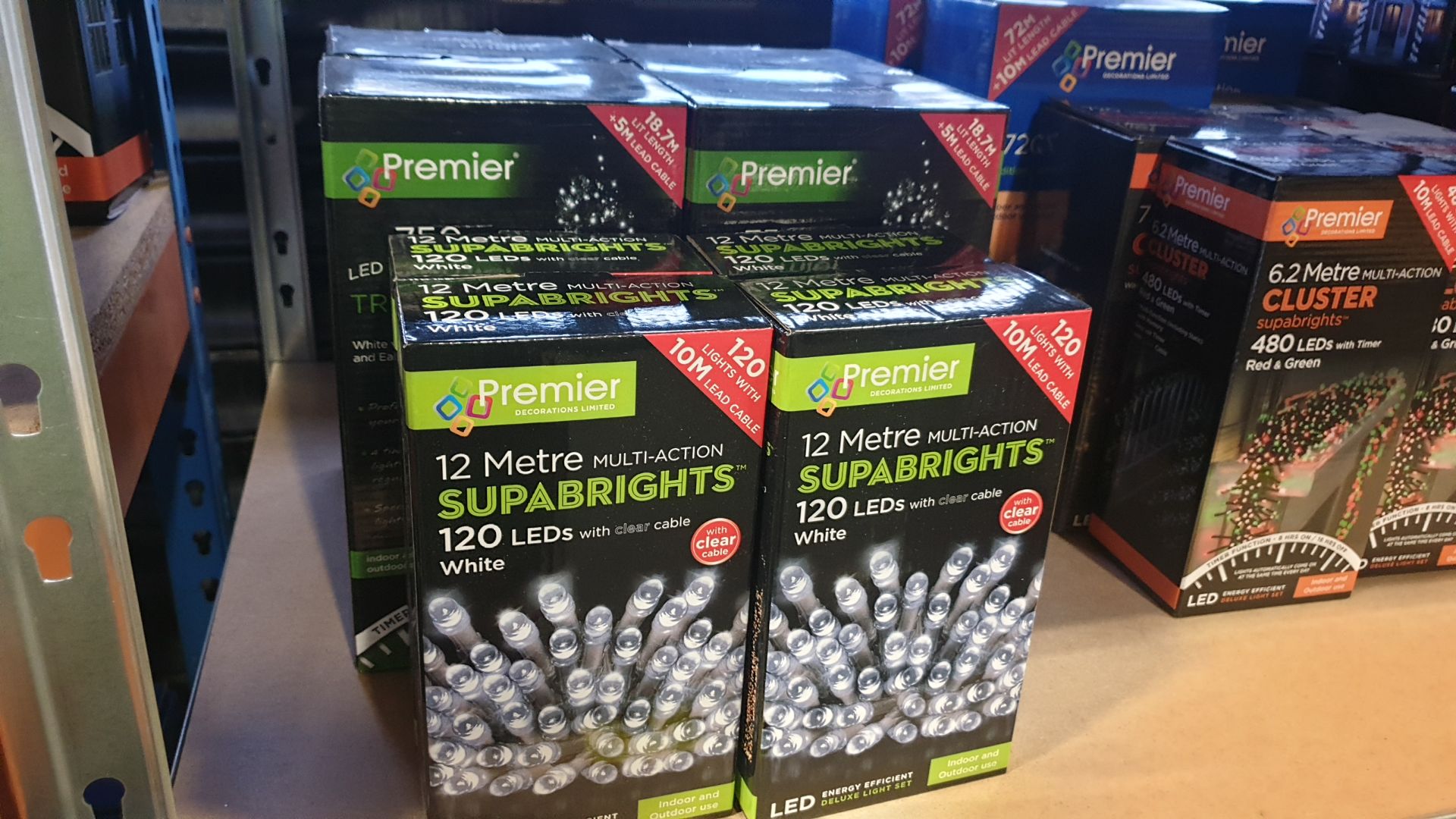 MIXED PREMIER LIGHTS LOT CONTAINING 8 PIECES IE 18.7M 750 LED TREE BRIGHTS, 12 M MULTI ACTION