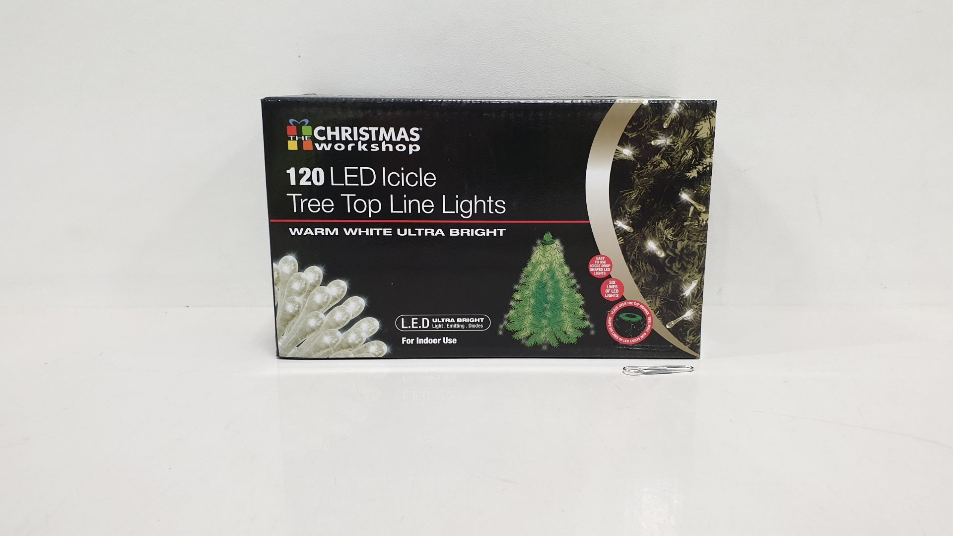 24 X BRAND NEW CHRISTMAS WORKSHOP 120 LED ICICLE TREE TOP LINE LIGHTS - IN 2 CARTONS