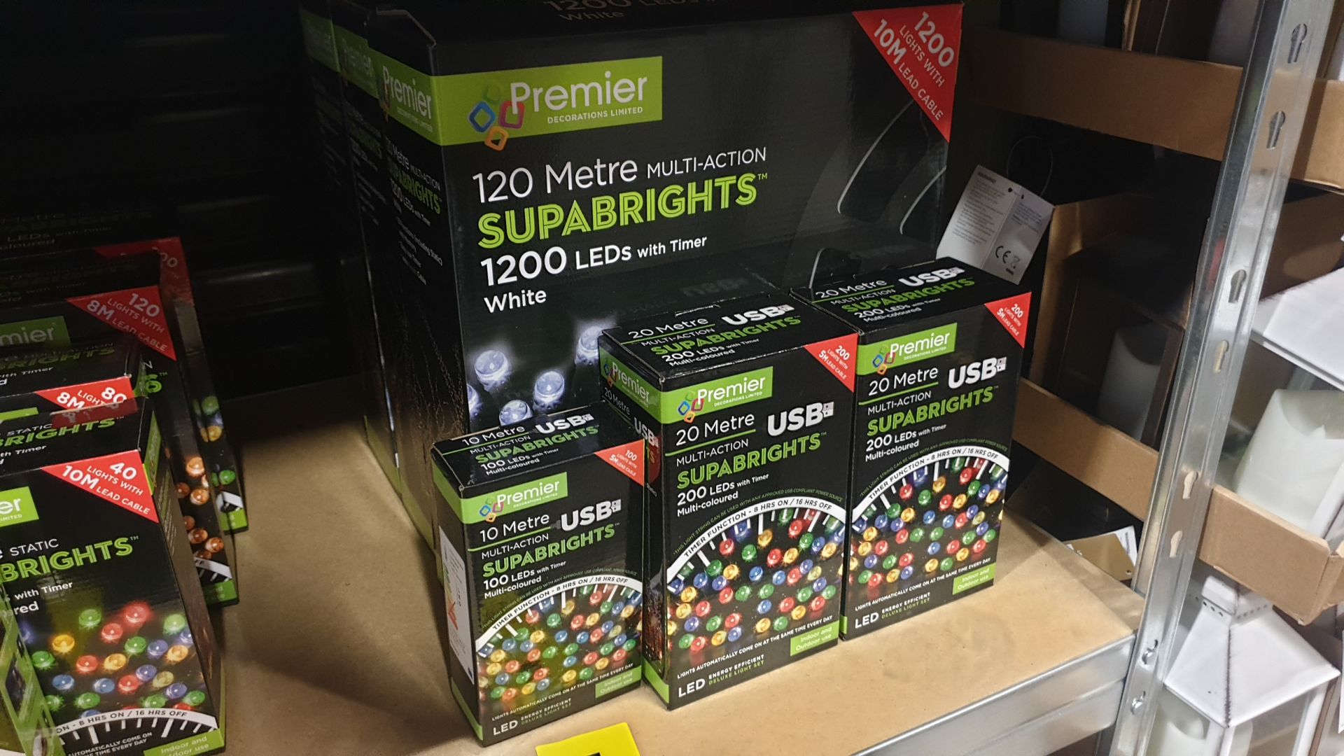 MIXED PREMIER LIGHTS LOT CONTAINING 6 PIECES IE 120M MULTI-ACTION 1200 WHITE LED SUPABRIGHTS WITH