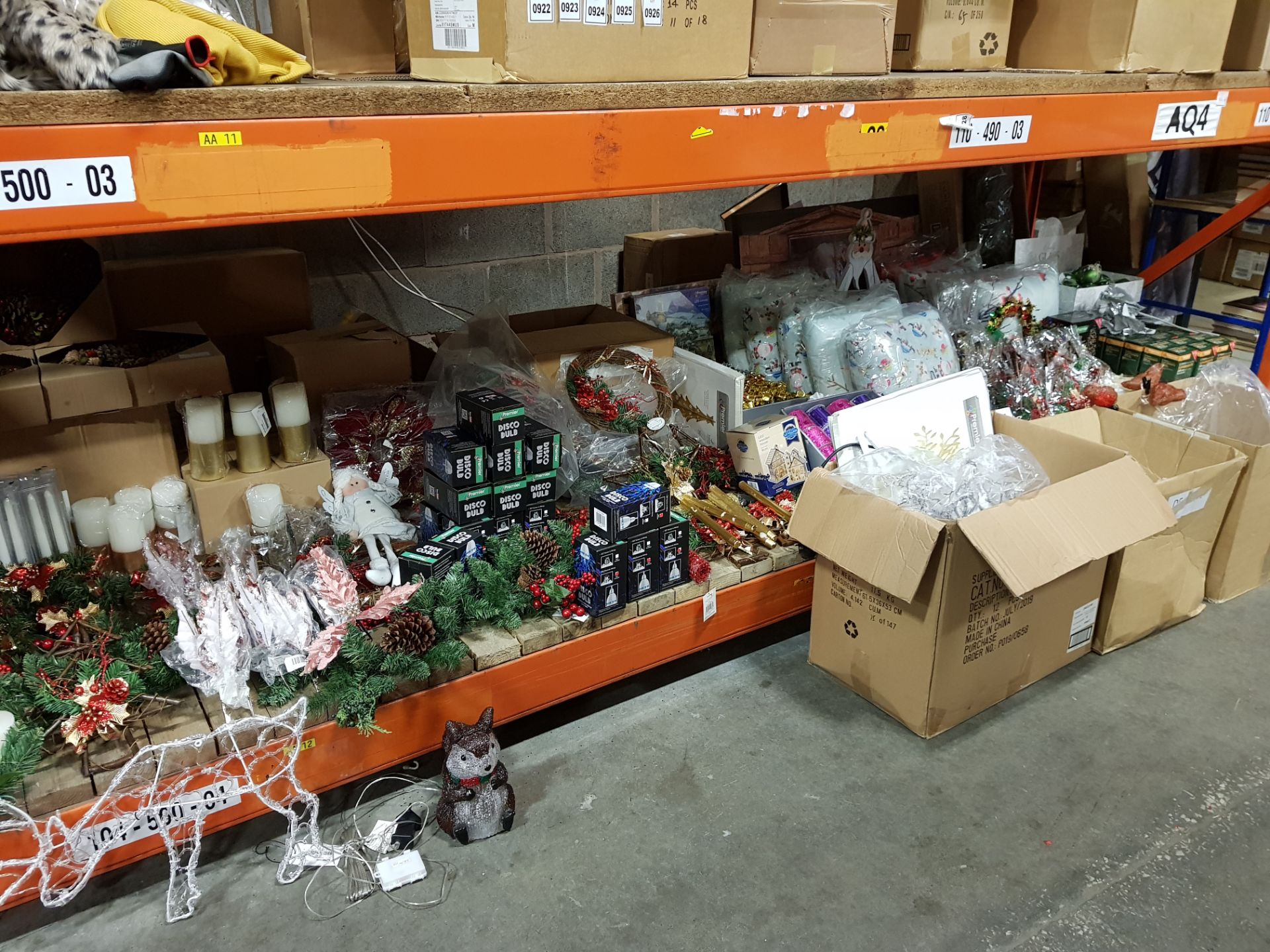 APPROX 450+ PIECE BRAND NEW MIXED PREMIER CHRISTMAS LOT CONTAINING, A LARGE QUANTITY OF 240LED