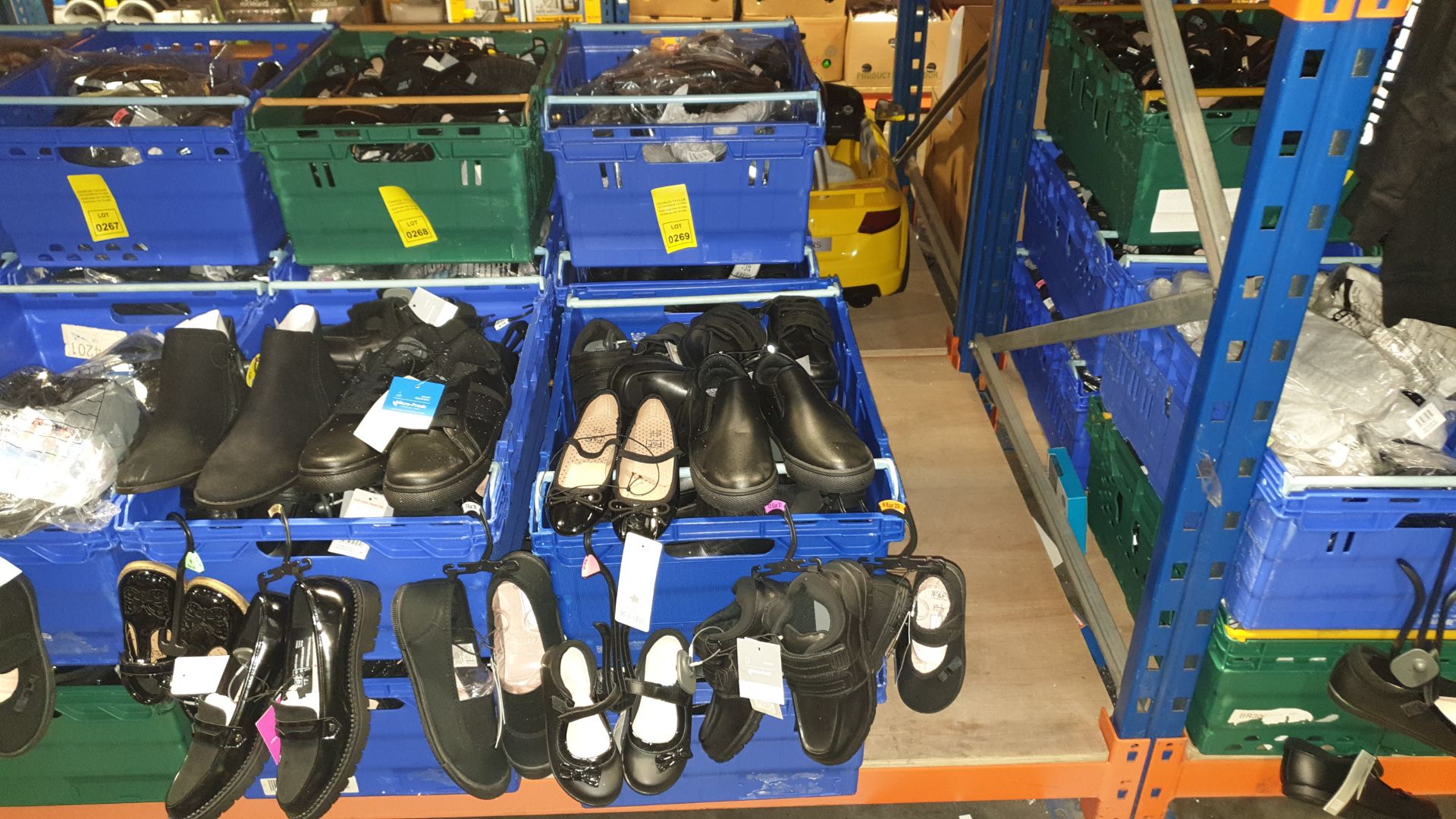 APPROX £600 RETAIL VALUE OF CHILDRENS BLACK FOOTWEAR IN VARIOUS STYLES & SIZES IN 5 TRAYS (NOT