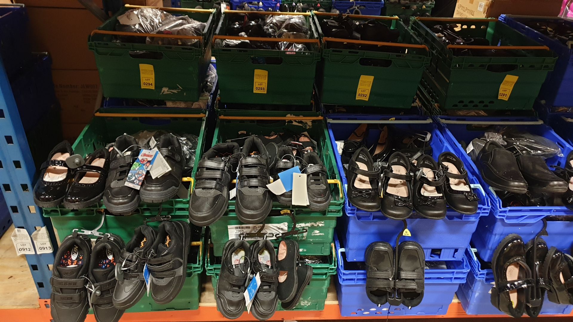 APPROX £600 RETAIL VALUE OF CHILDRENS BLACK FOOTWEAR IN VARIOUS STYLES & SIZES IN 5 TRAYS (NOT