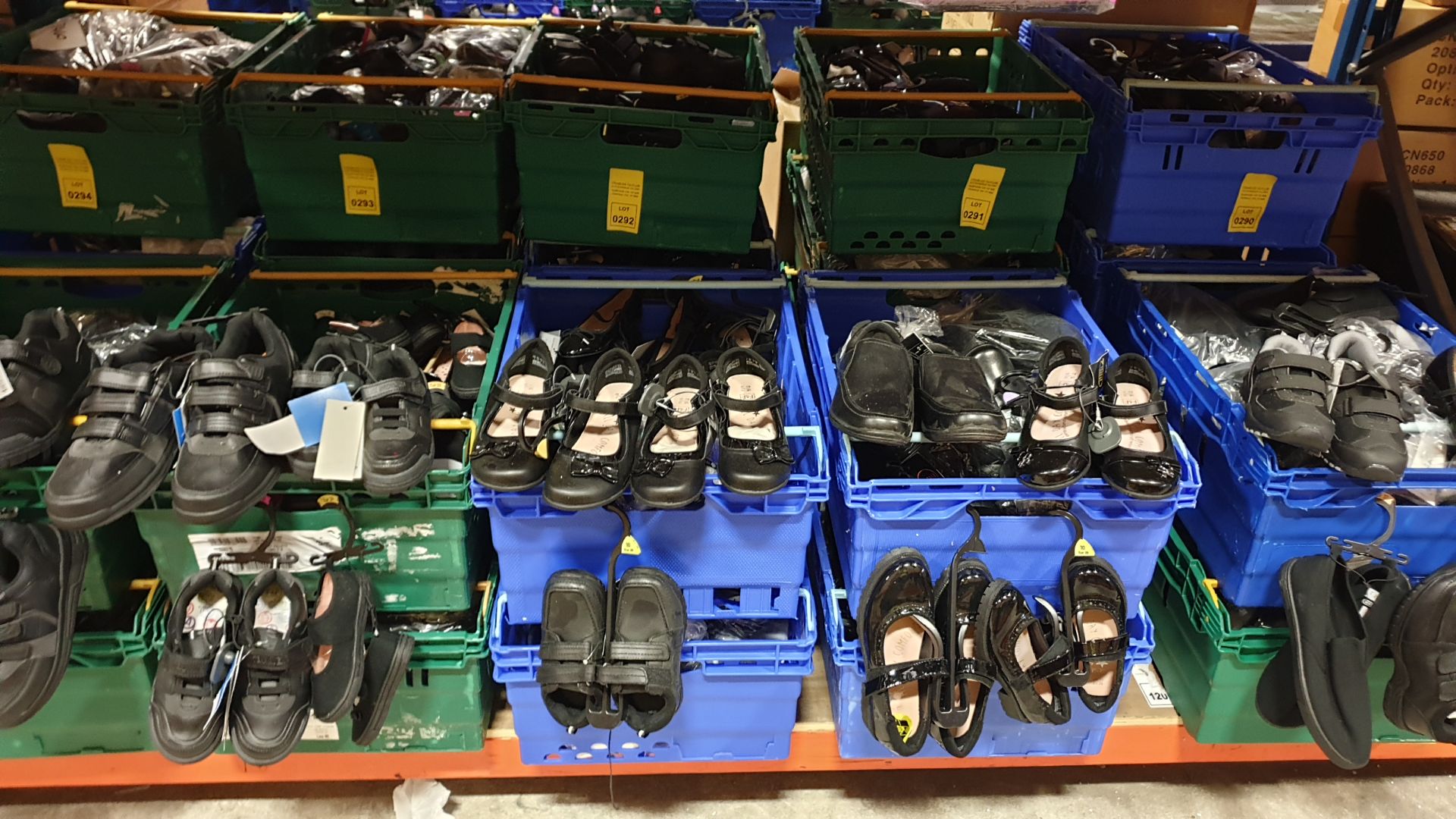 APPROX £600 RETAIL VALUE OF CHILDRENS BLACK FOOTWEAR IN VARIOUS STYLES & SIZES IN 5 TRAYS (NOT