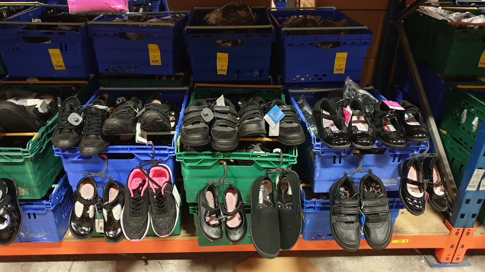 APPROX £600 RETAIL VALUE OF CHILDRENS BLACK FOOTWEAR IN VARIOUS STYLES & SIZES IN 5 TRAYS (NOT