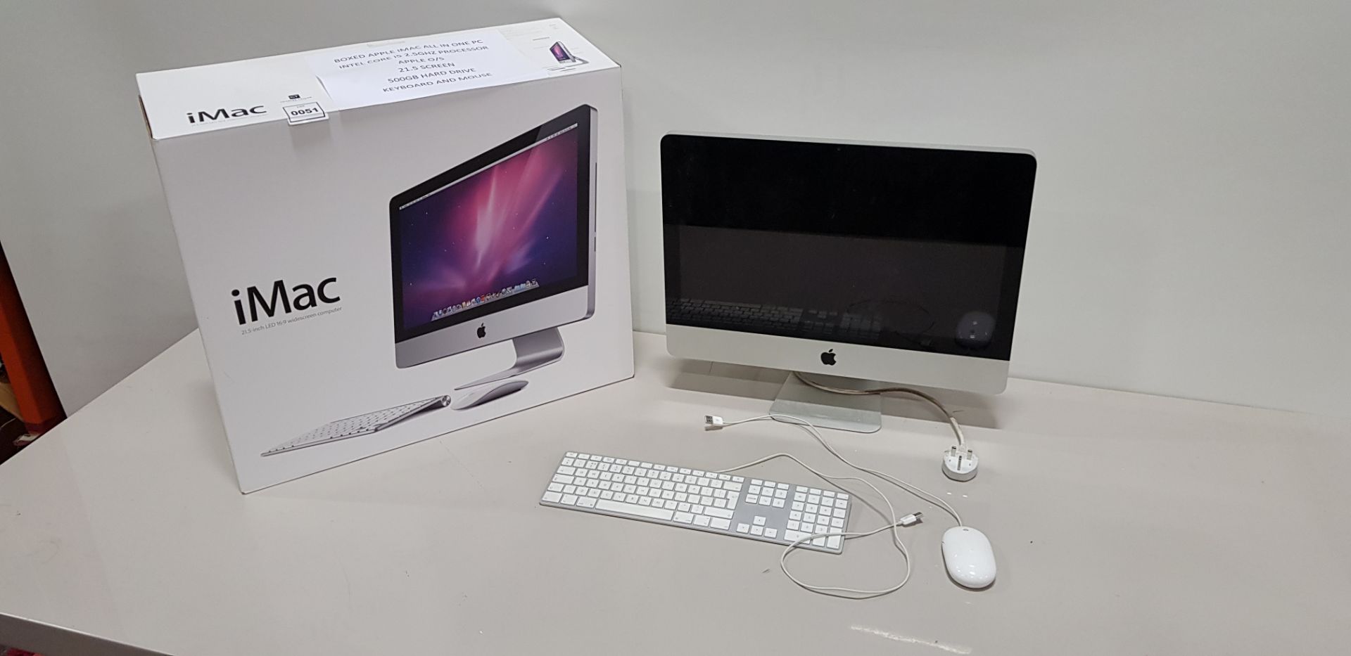 BOXED APPLE IMAC ALL IN ONE PC INTEL CORE I5 2.5GHZ PROCESSOR APPLE O/S 21.5 SCREEN 500GB HARD DRIVE