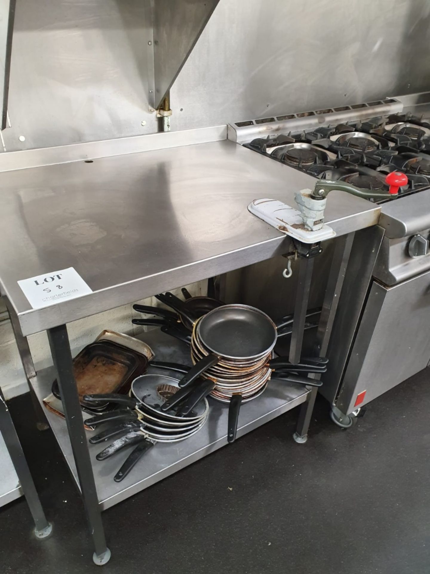 Stainless steel prep table 700mm x 900mm with Bonzer can opener