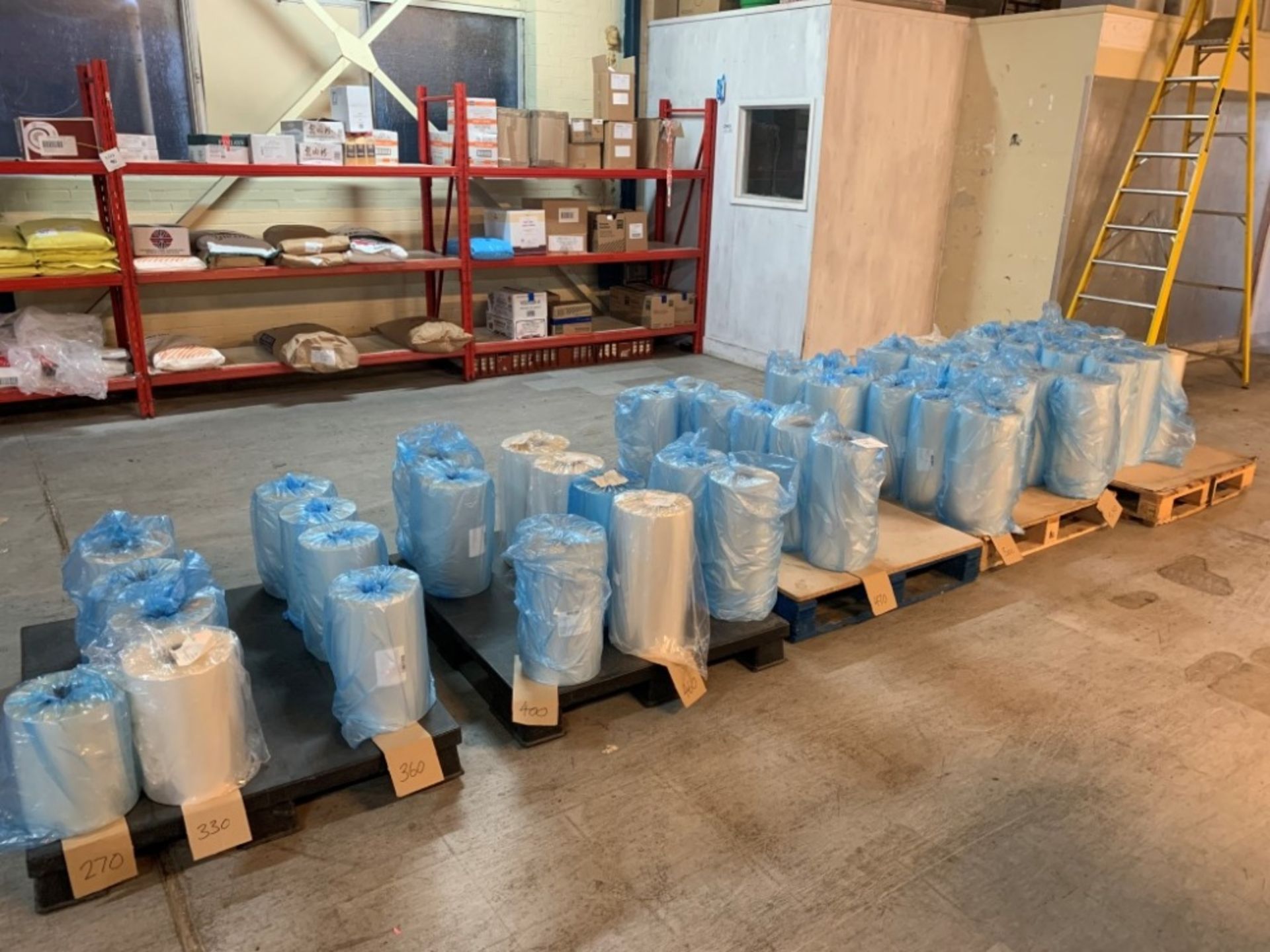 5 - pallets of heat seal packaging 270 - 530