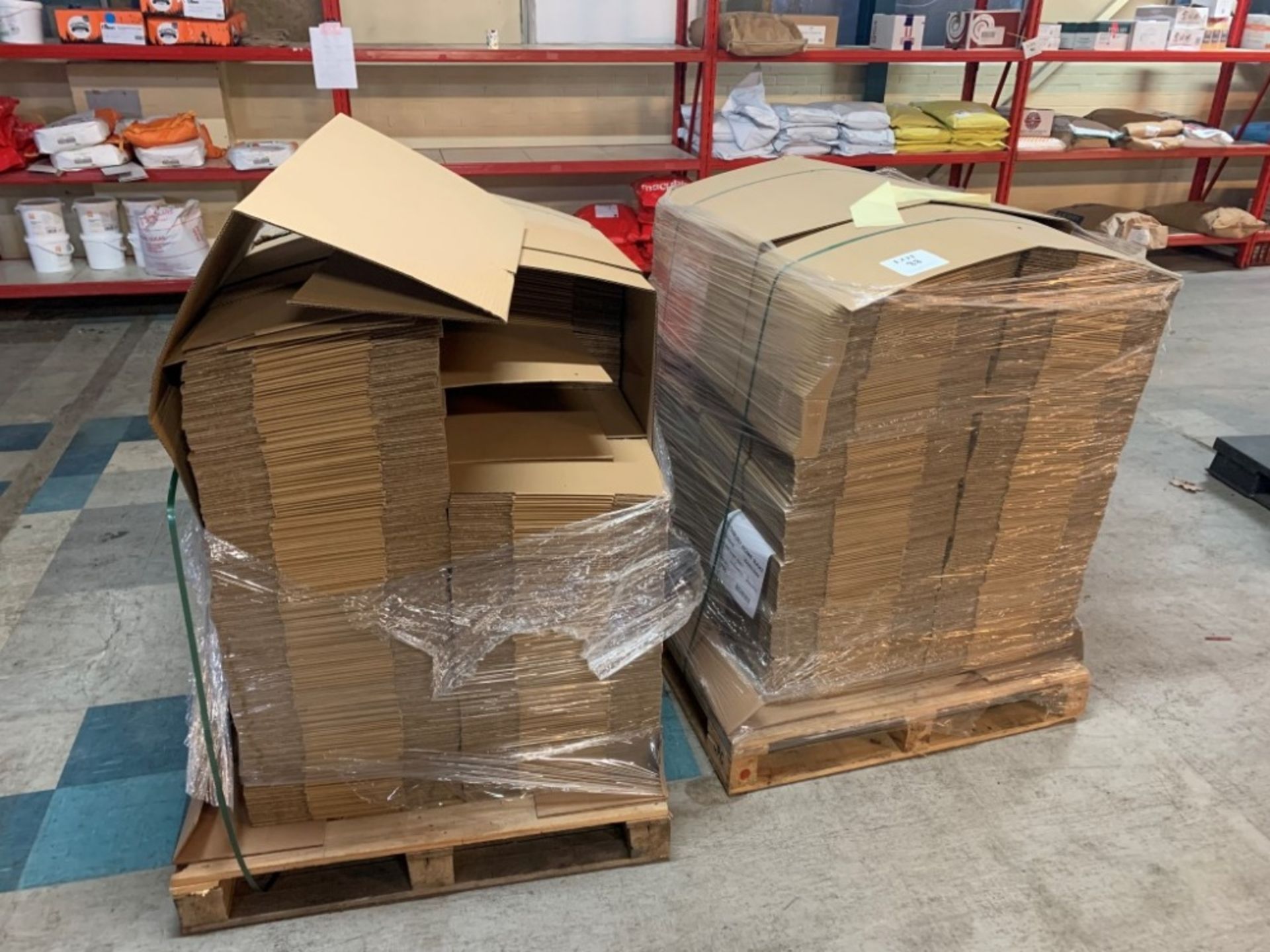 2 - pallets of cardboard boxes