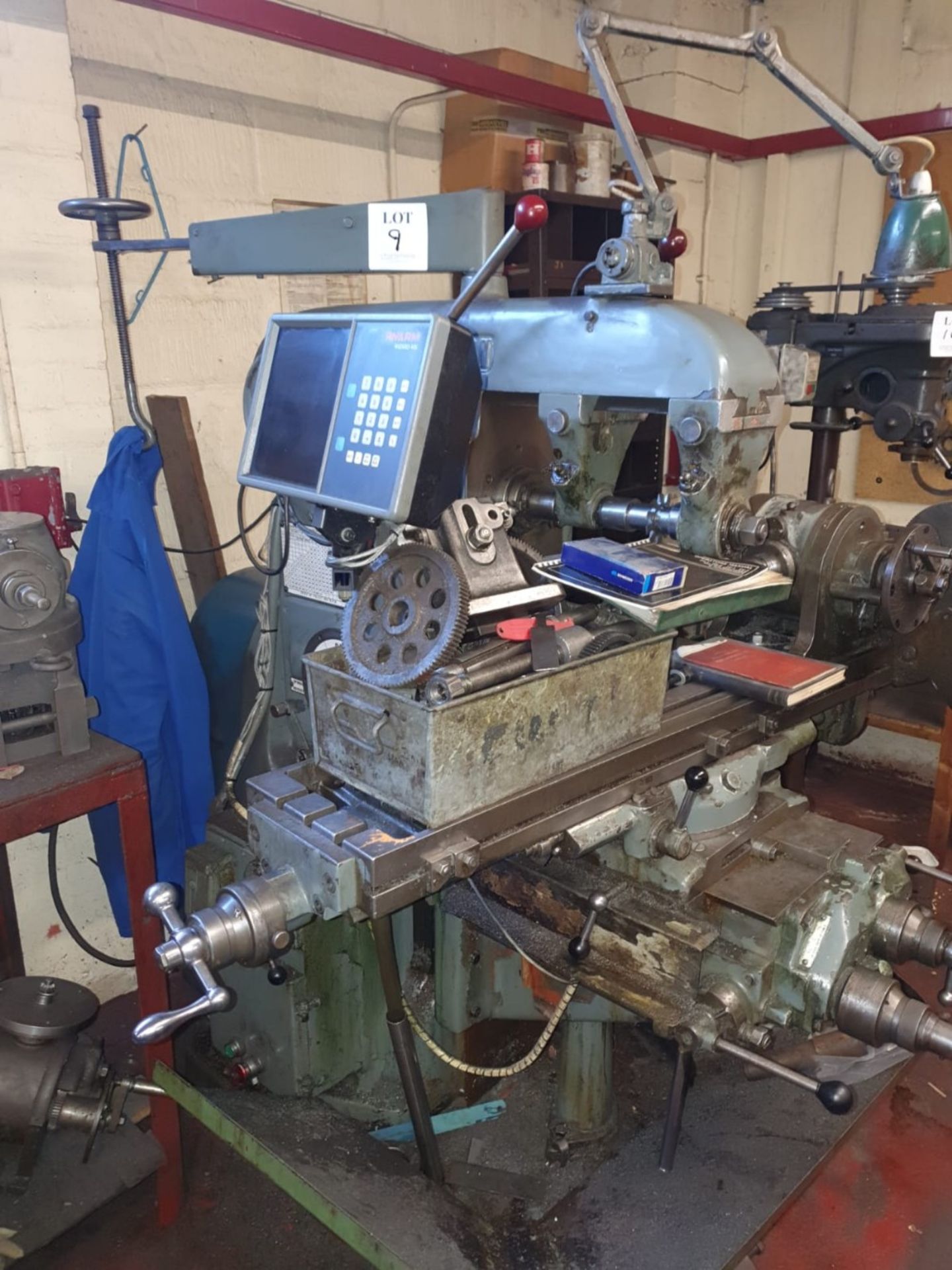 Parkinson Universal milling machine with dividing head, arbours and vertical head. Serial No. 1NA