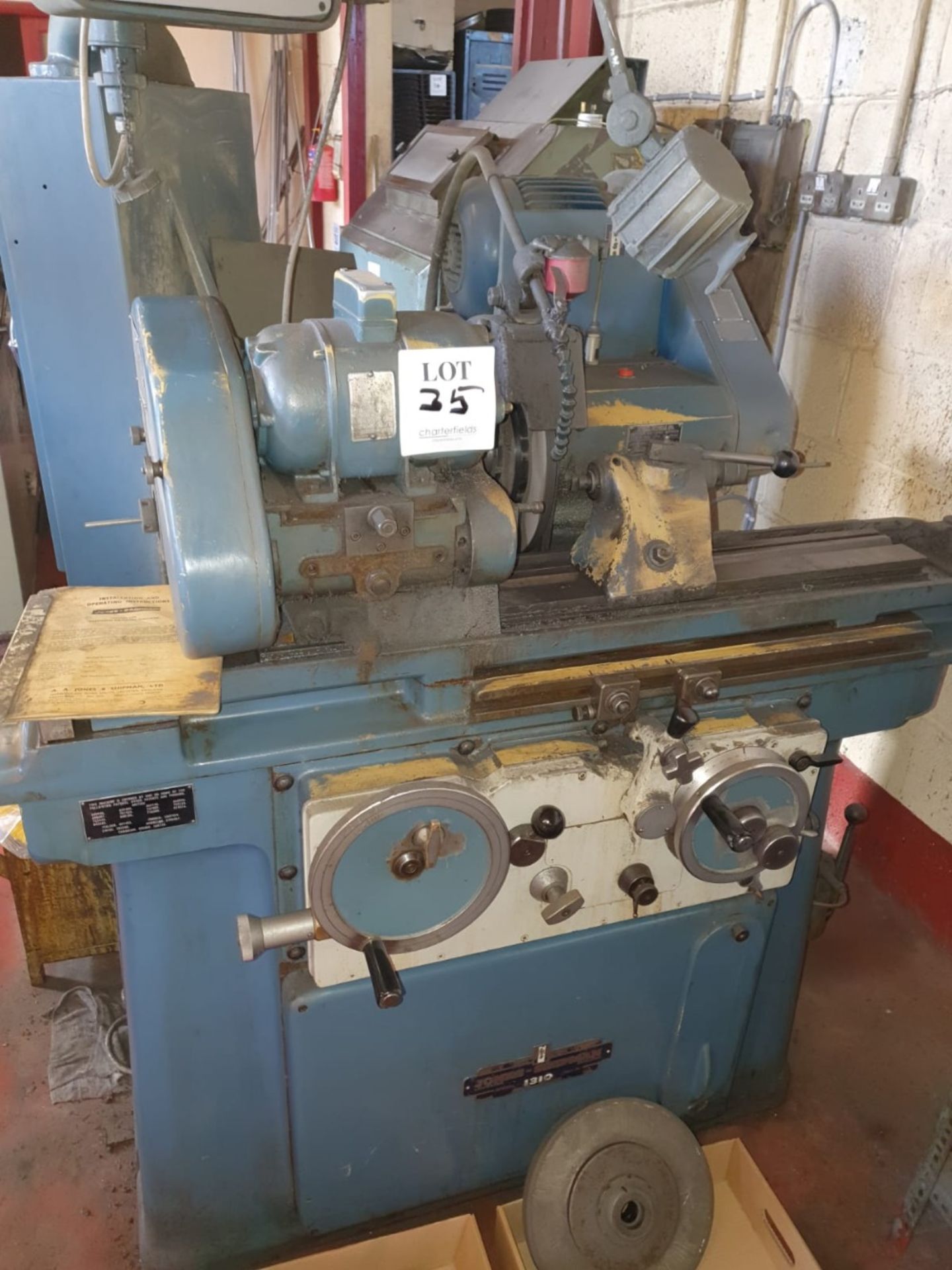 Jones and Shipman 1310 cylindrical grinder capacity 8" x 18" with spare drive plates