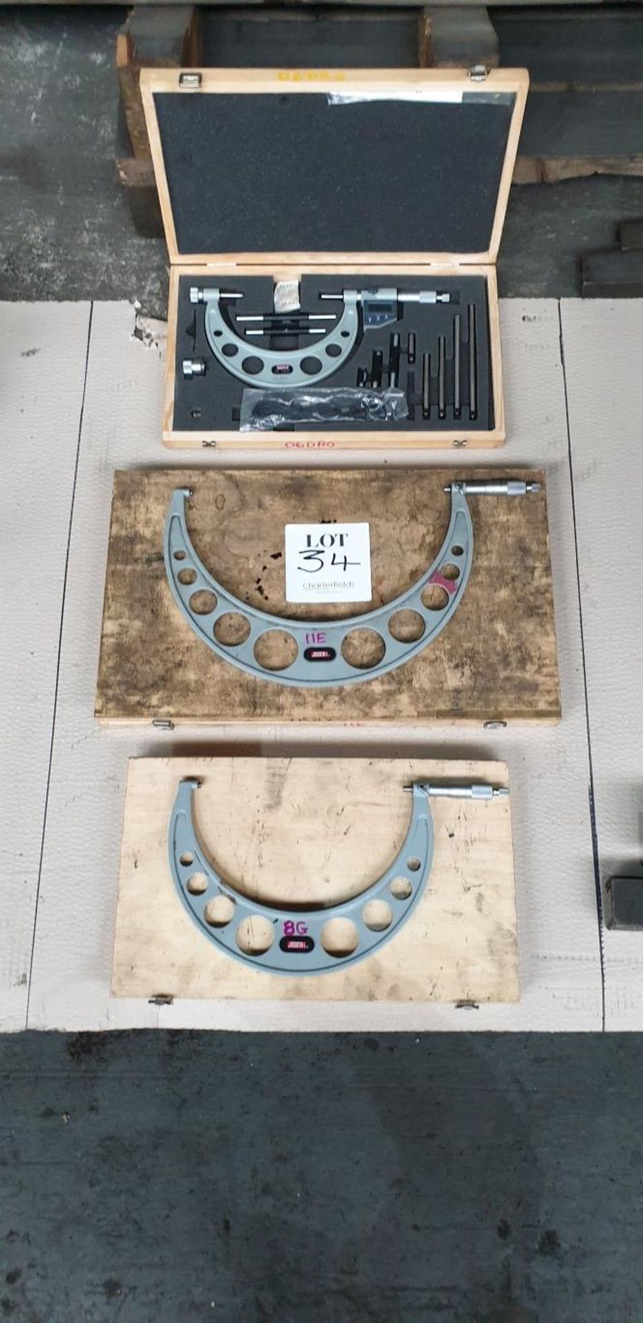 3 - imperial micrometers; 8"-9", 11"-12" and 0"-6" digital