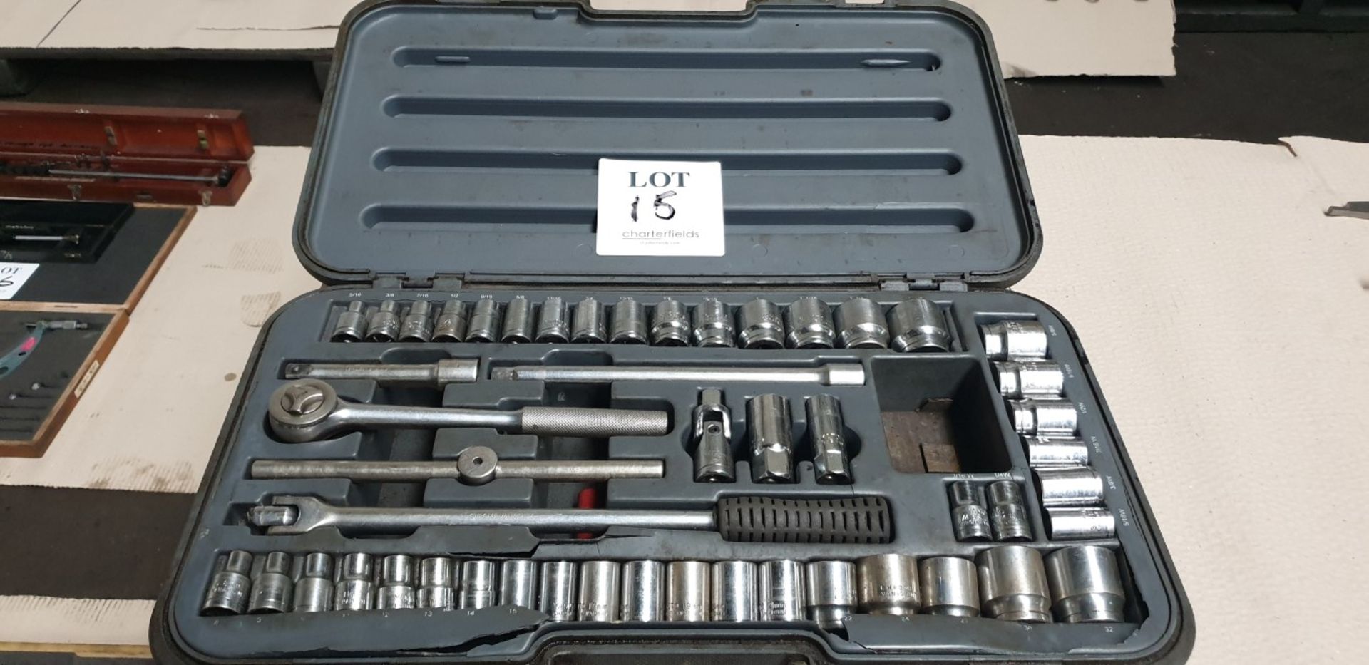 Complete socket set, 1/2" drive metric 8 - 32mm, imperial 5/16" - 1 1/4" and 3/16" - 5/8" Whitworth