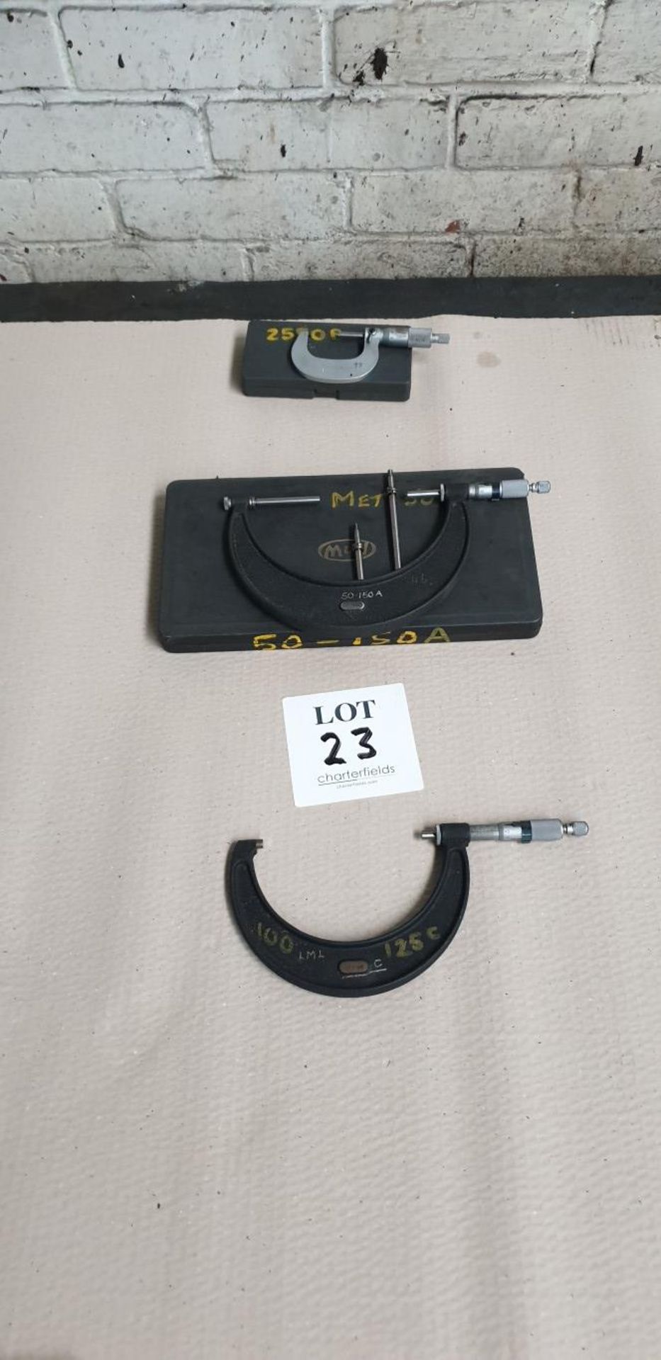 3 - metric micrometers; 25 - 50mm, 50 - 150mm and 100 - 125mm