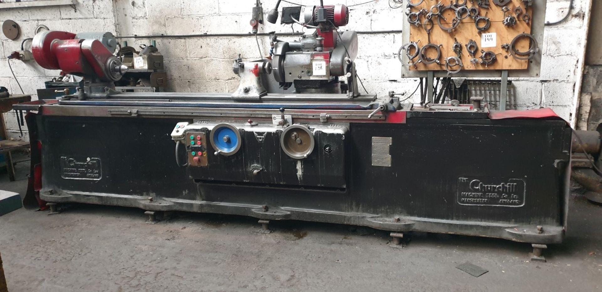 Churchill PBW universal grinder; 16" swing x 72" centres and pallet of spares (Method statement
