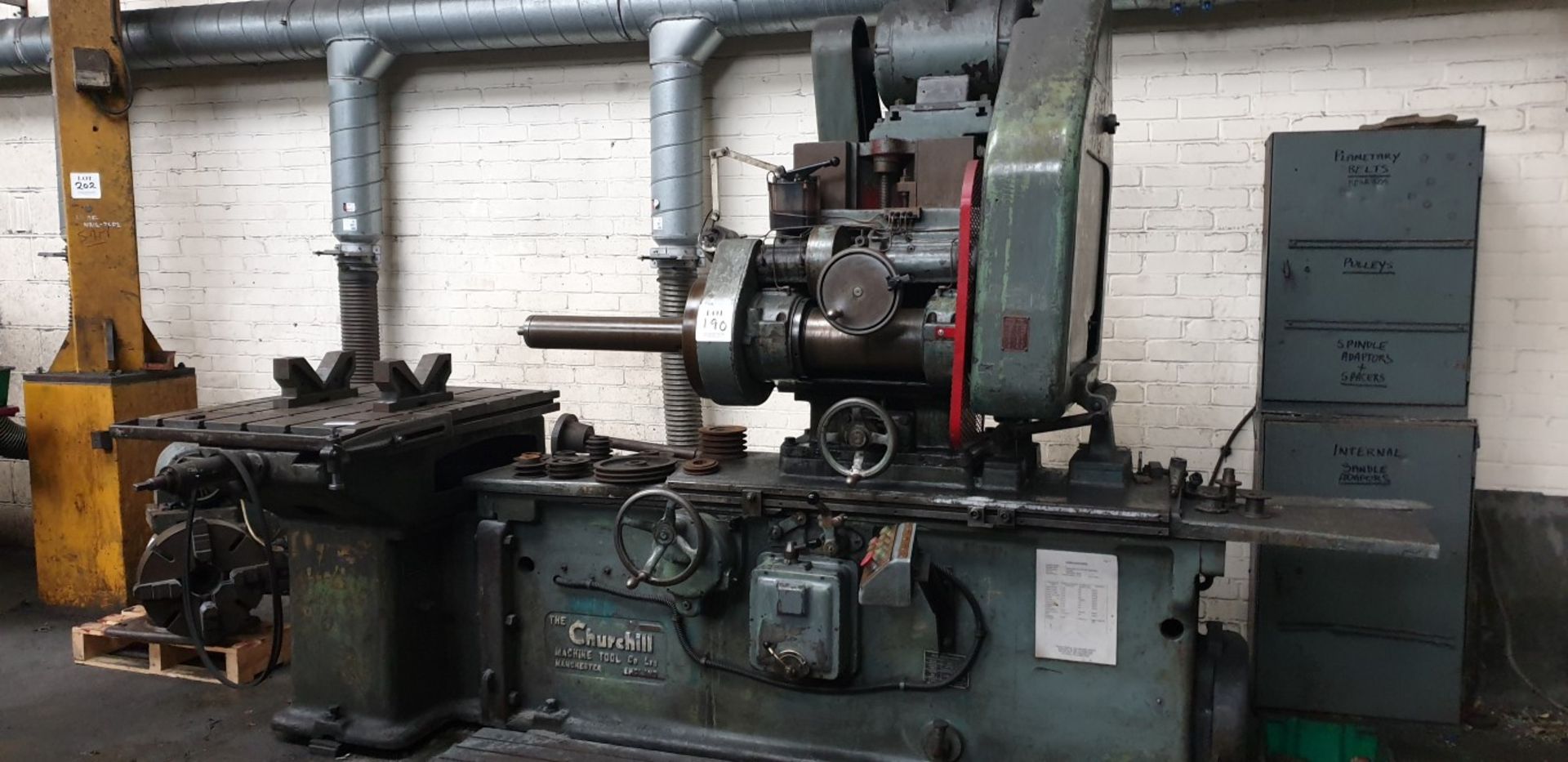 Churchill UA planetary grinder with full set of change pulleys and 2 V block stands (Method