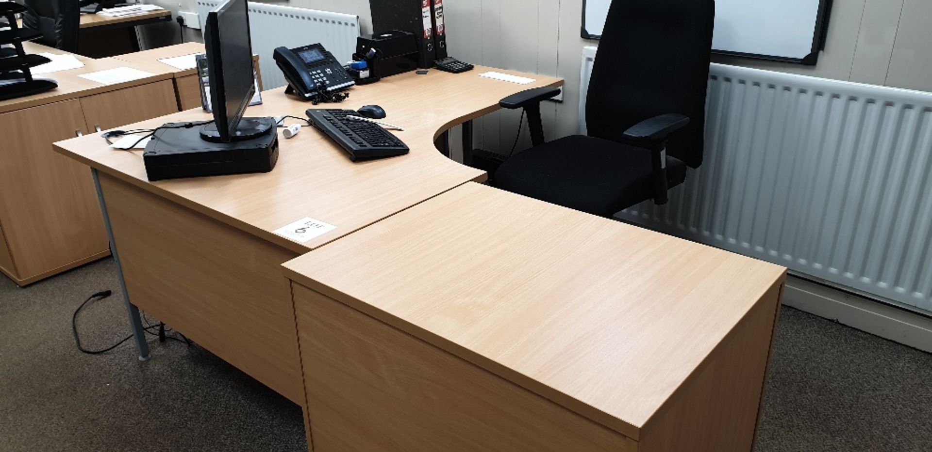 Desk, 3-drawer pedestal and swivel chair (computer equipment specifically excluded)