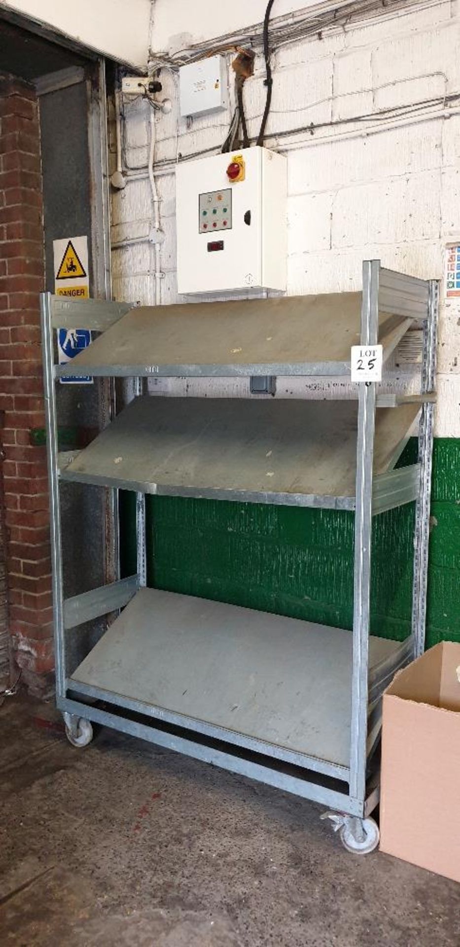 Galvanised steel mobile display rack