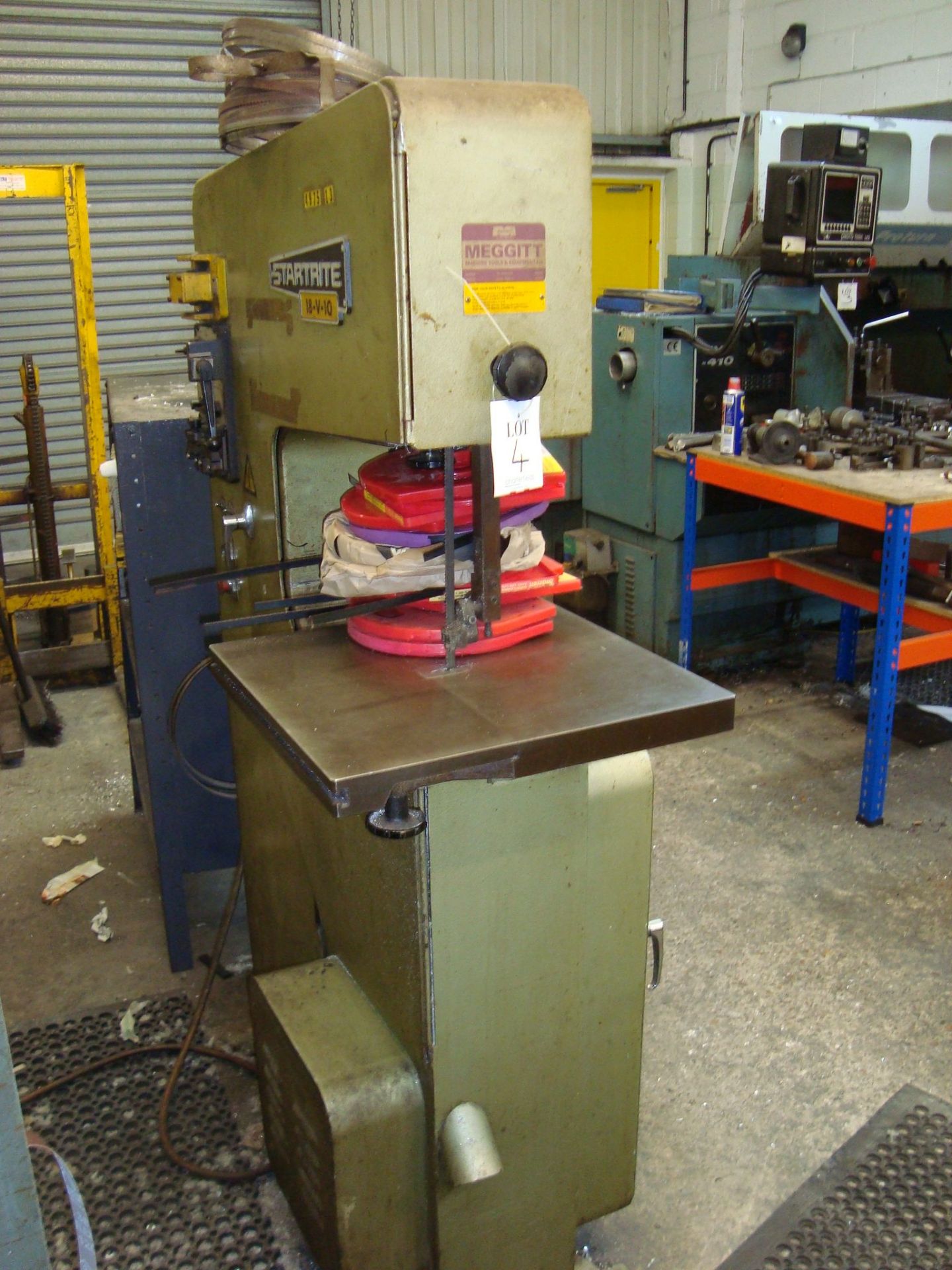 A Startrite 18-V-10 vertical bandsawing machine Serial number 108304 with BSO-16 blade welding