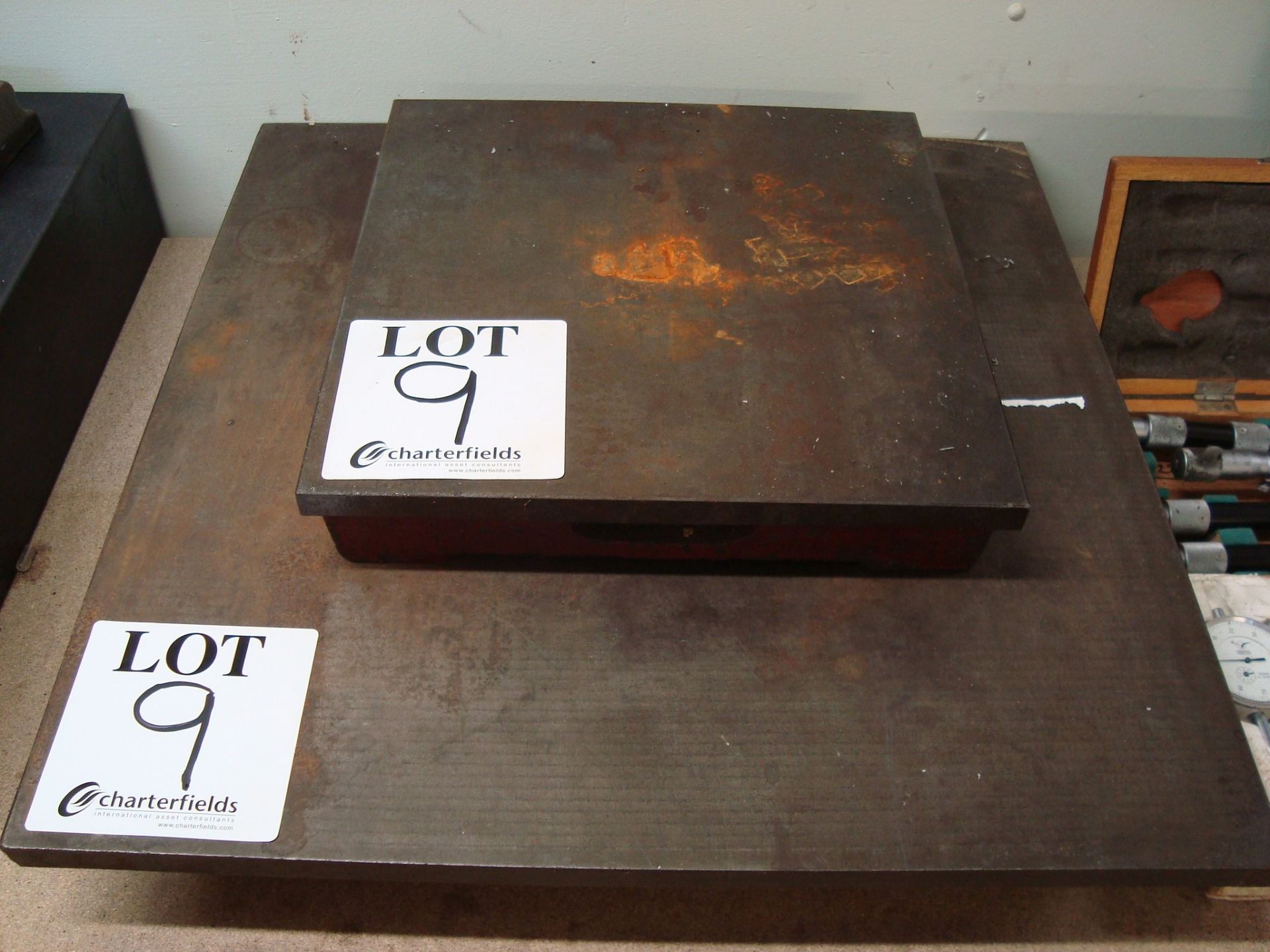 Two steel surface plates approx 500x500mm and 300x300mm respectively