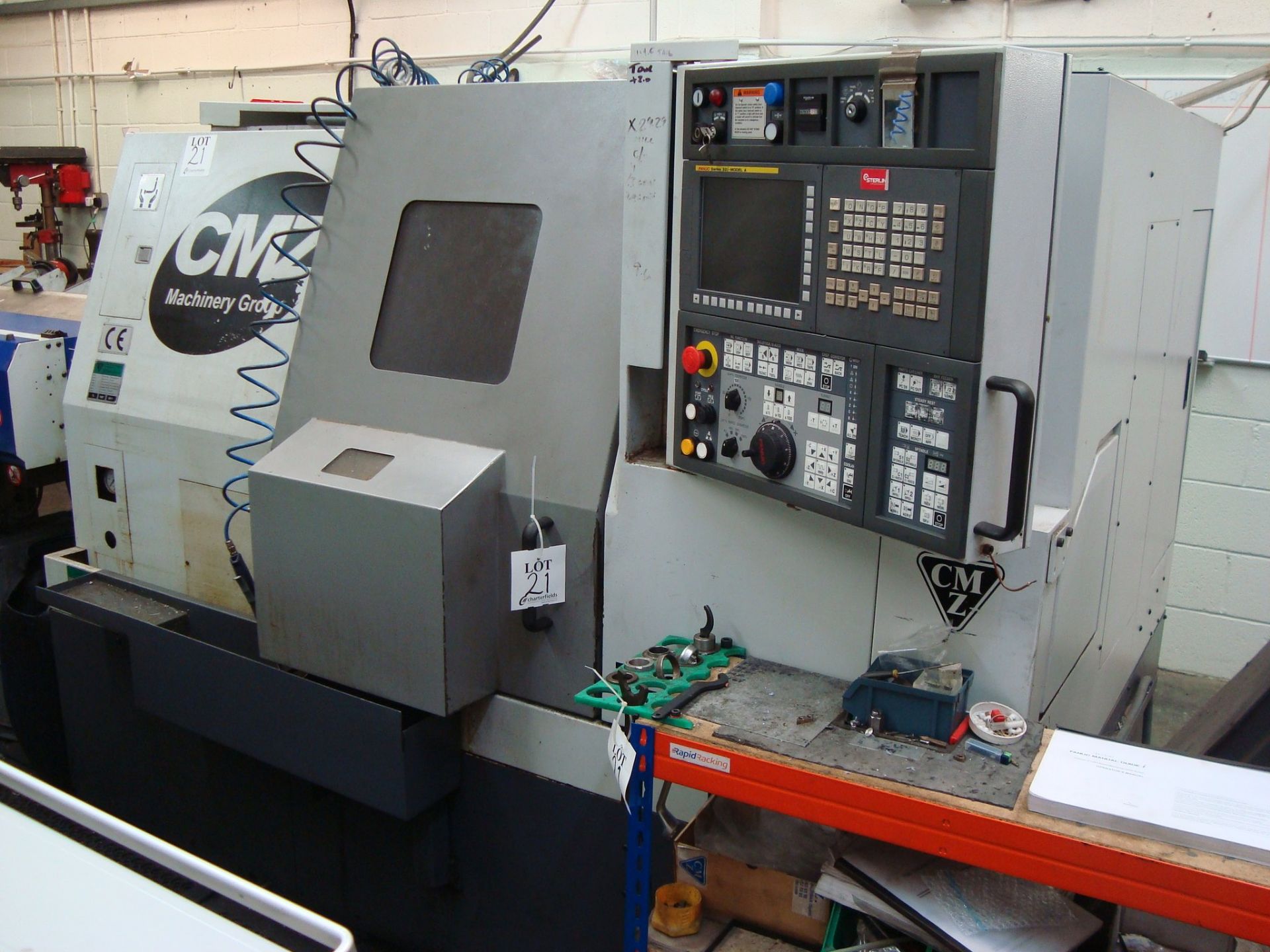 A CMZ TL20M bar fed CNC turning centre Serial number 1287 (2011) with Fanuc 32i A control and