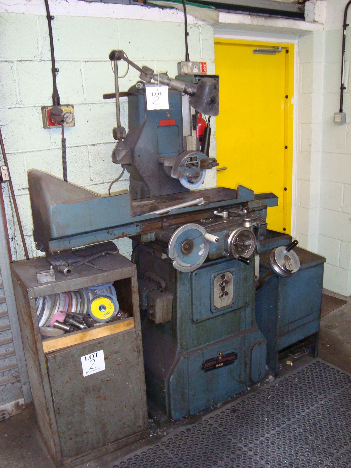 A Jones and Shipman 540 6"x18" horizontal surface grinding machine, with magnetic surface plate,