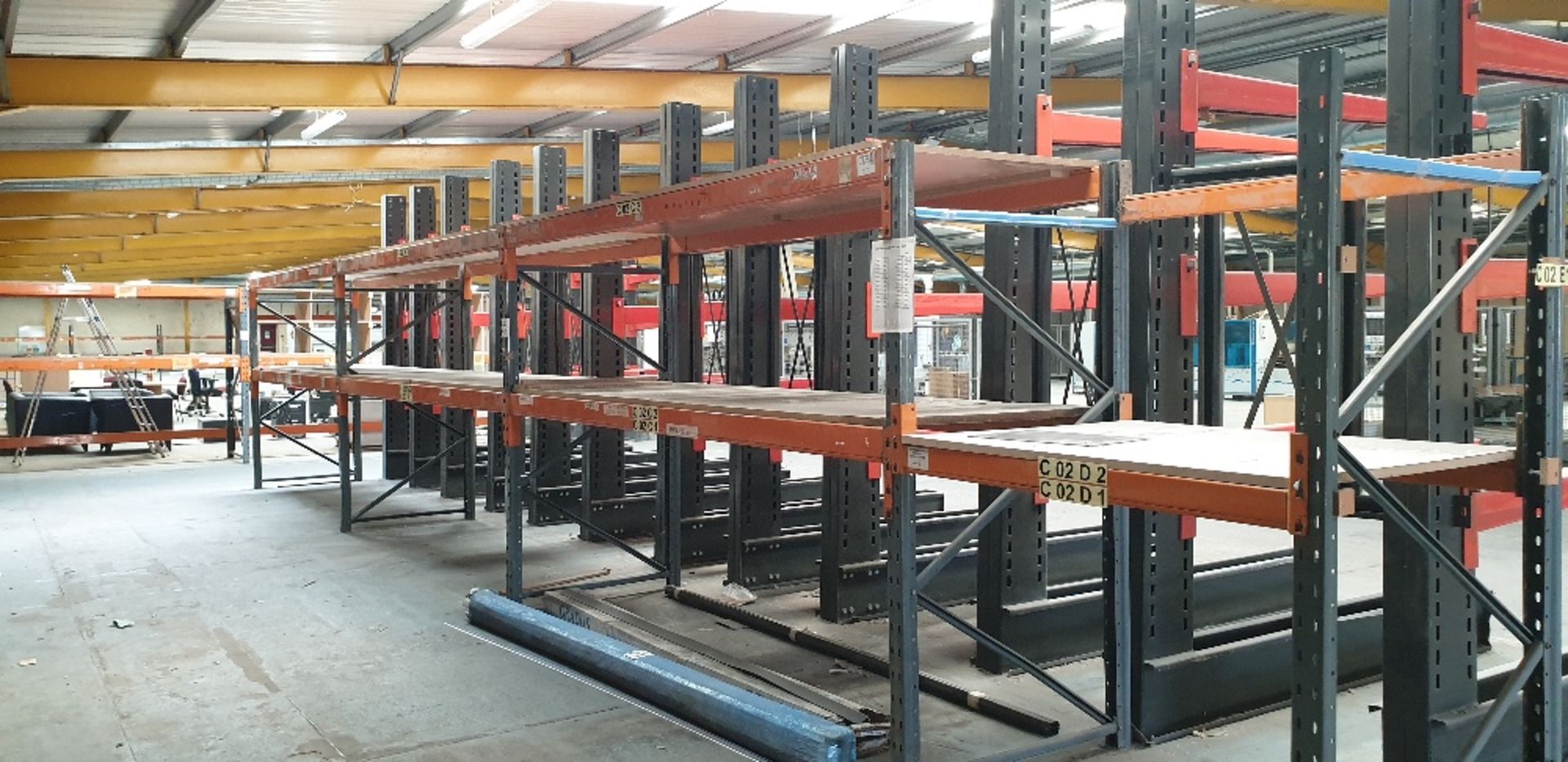 4 - bays of heavy duty pallet racking with 25mm MDF shelving