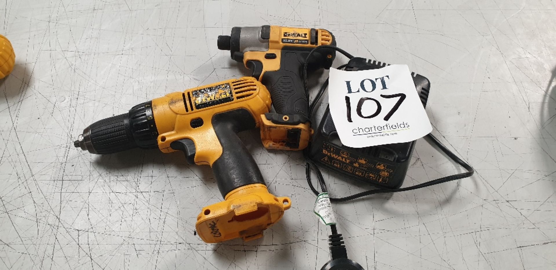 2 - Dewalt battery drills and with charger (no batteries)