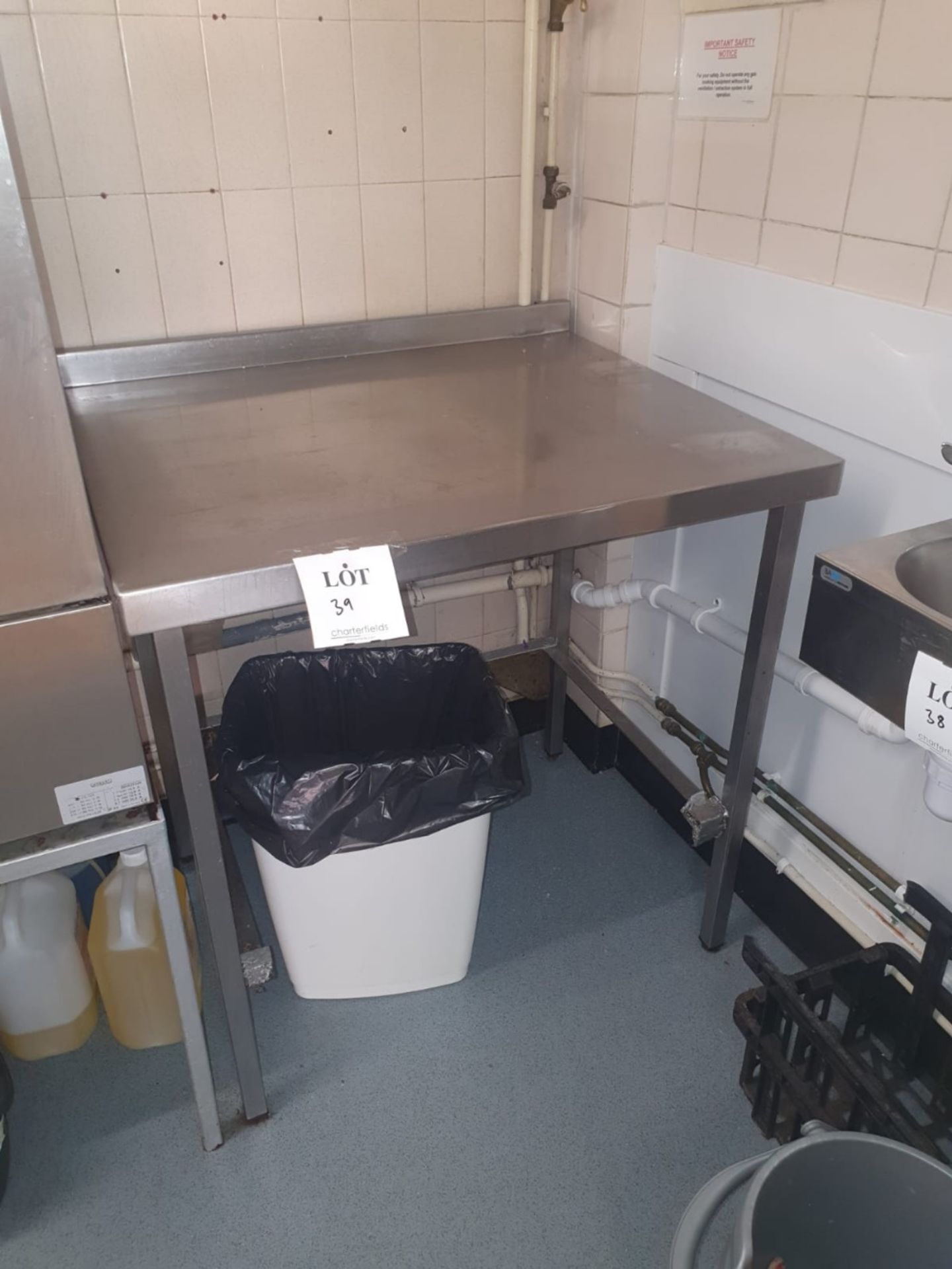Stainless steel preparation table - approximately 1m x 1m