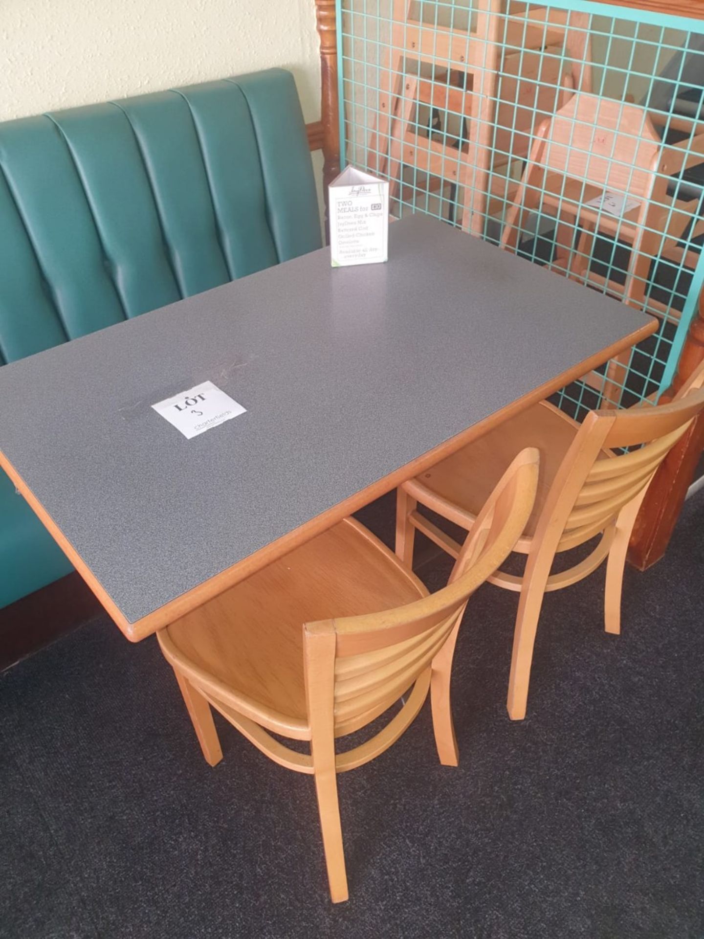 4 seater tables and 2 - wooden chairs