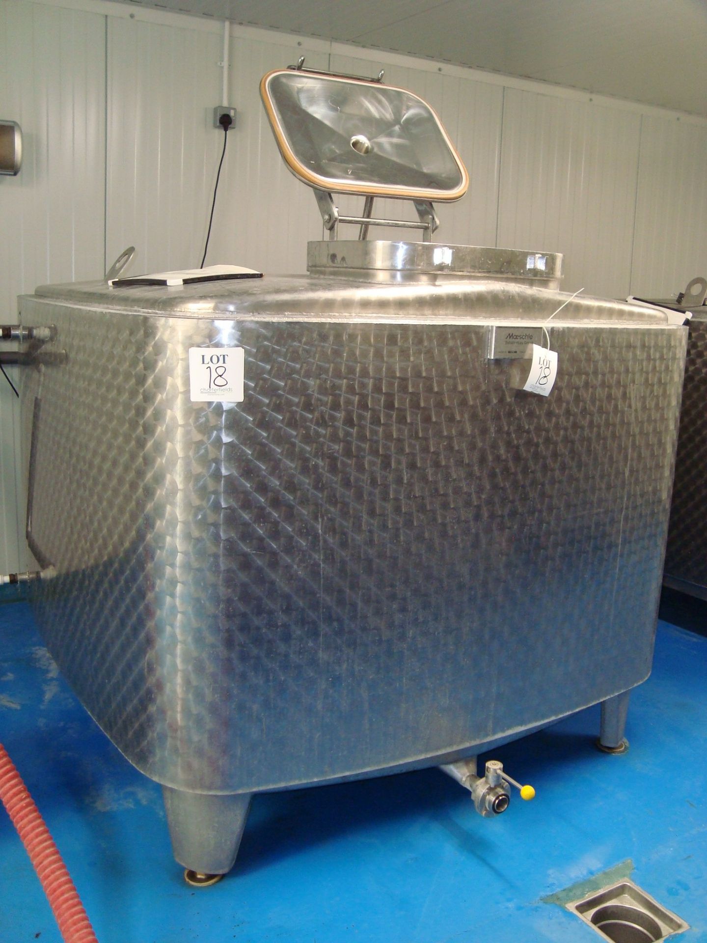 Two 2,000L Moeschle cuboidal fermenting vessels with cooling jackets, Serial numbers 21190 and - Image 2 of 3