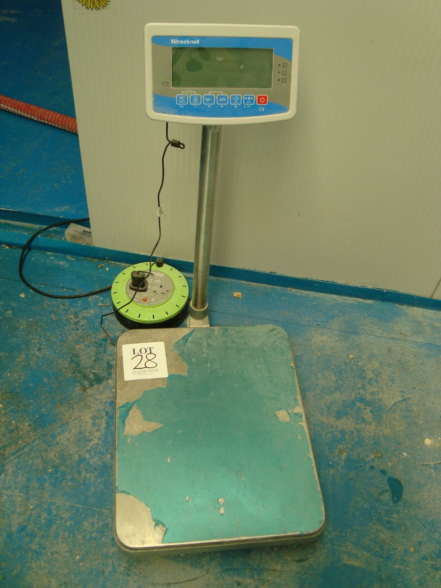 A Brecknell S133 stainless steel 60kg digital platform weigh scale Serial number 185250170