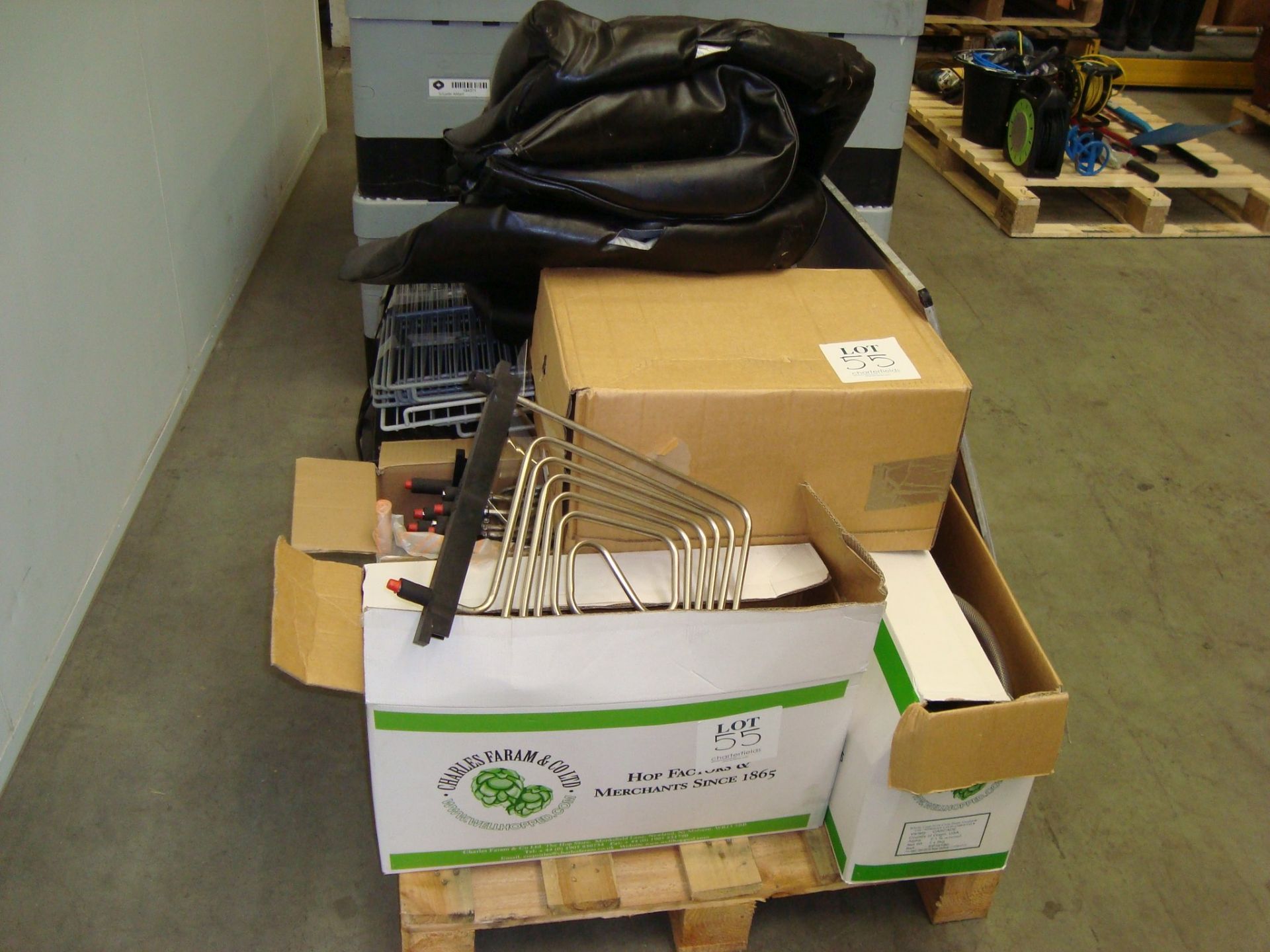 A pallet of various portable event beer chilling and dispensing equipment