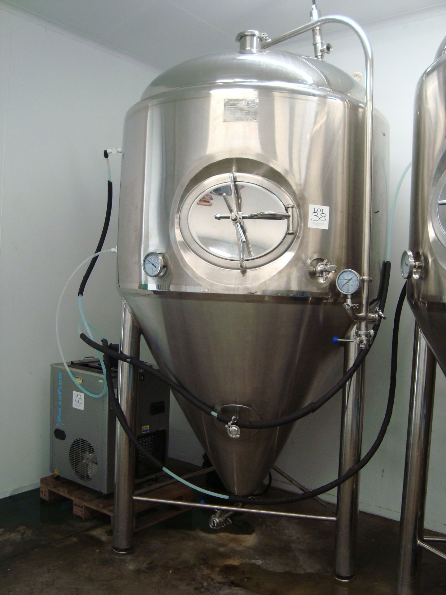 A Kunbo KBBFT1300A 2,000 litre cylindro-conical fermenting vessel. Serial number KB20150602003-6