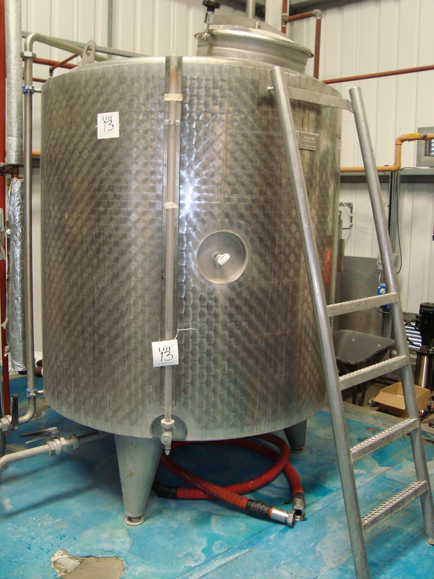 A Moeschle 2,000L hot liquor tank (steam heated), Serial number 21203