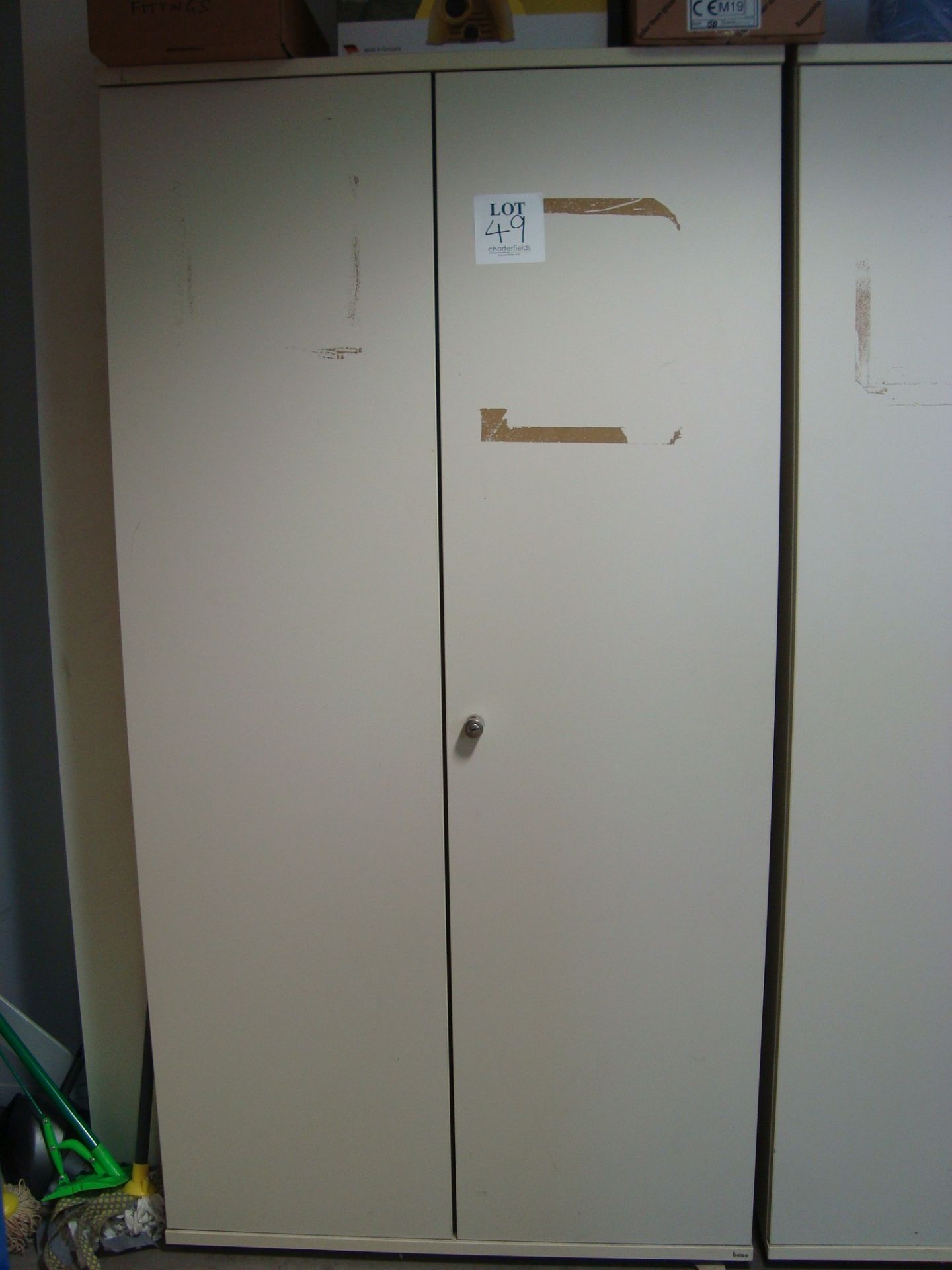 Five various double door full height cupboards, with contents, as lotted - Image 4 of 5