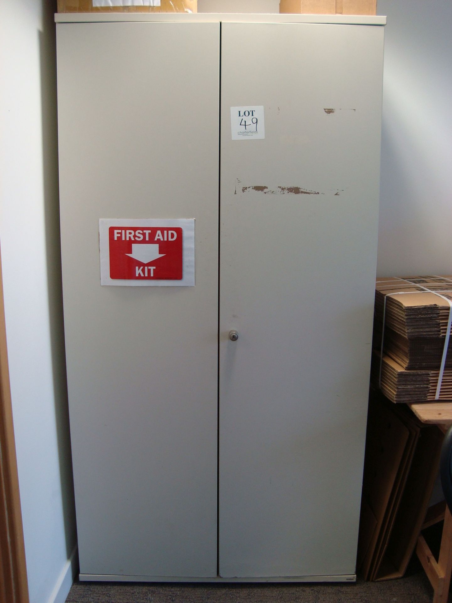 Five various double door full height cupboards, with contents, as lotted - Image 3 of 5