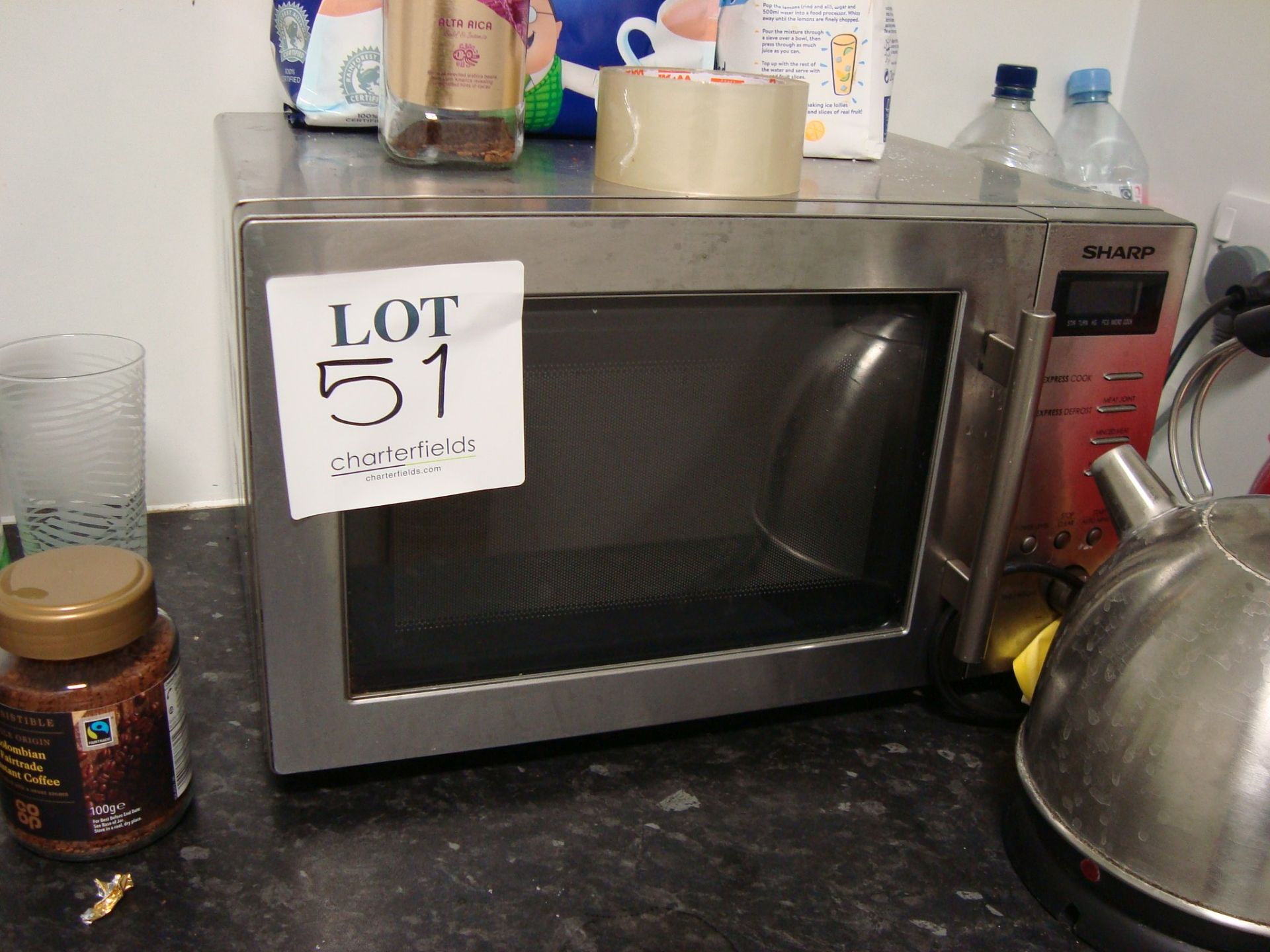 The kitchen contents including three domestic refrigerators, Sharp microwave oven and two - Image 3 of 6