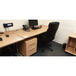 Desk, desk pedestal and swivel chair
