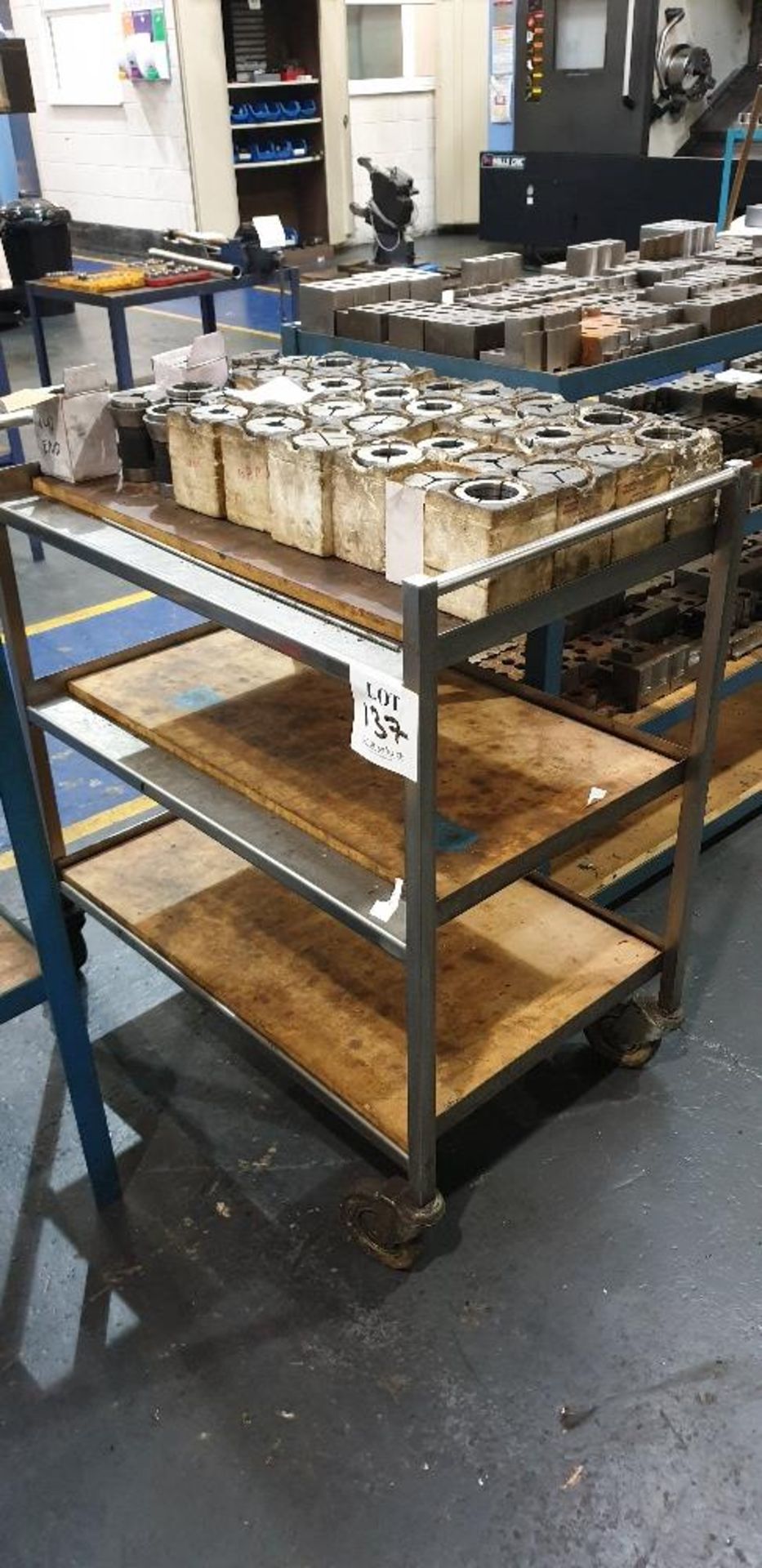 Three tier mobile stainless steel trolley