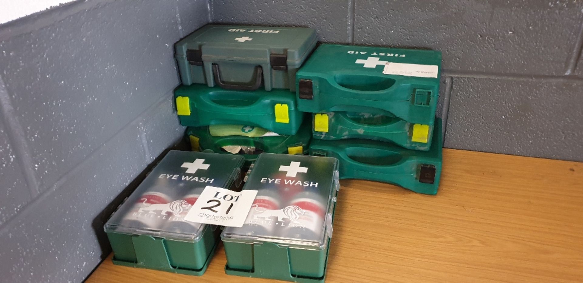 6 - various First Aid boxes and 2 - eye wash kits