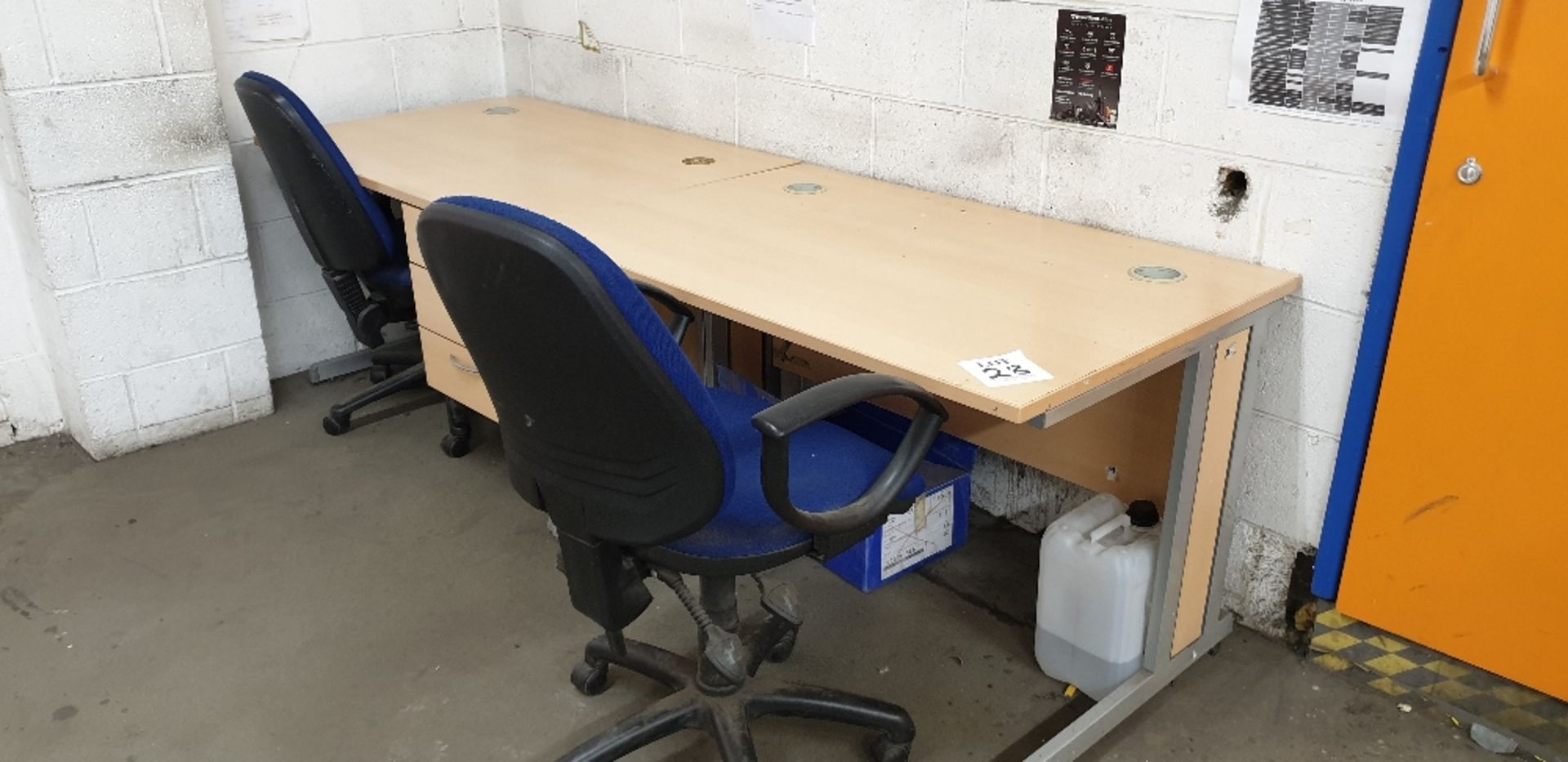 Single pedestal desk, table and 2 - chairs