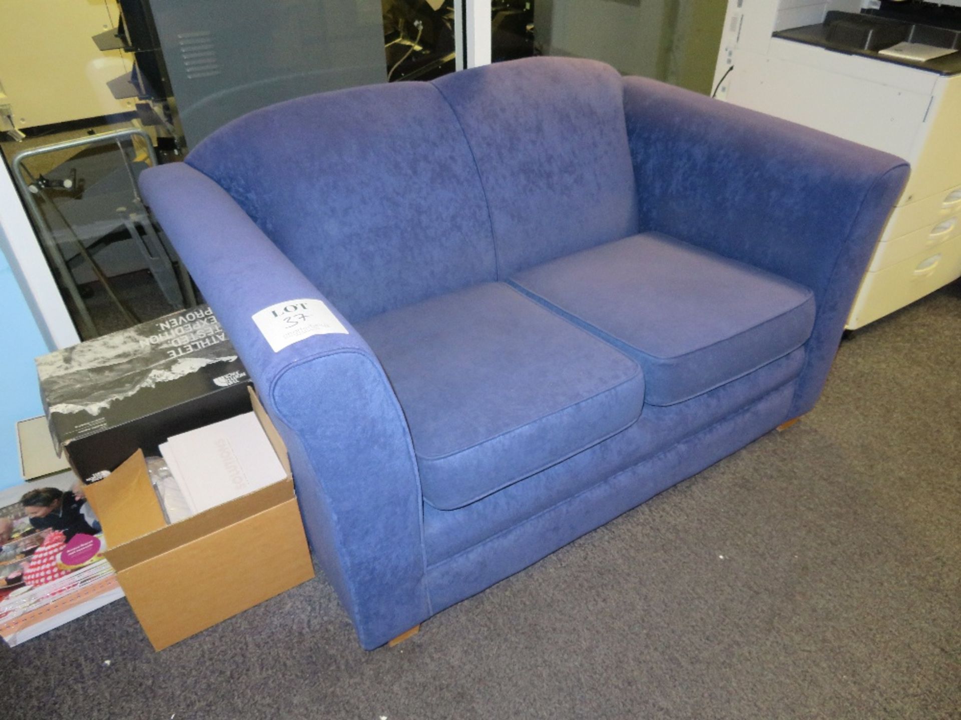 Blue Fabric Upholstered 2 Seater Couch