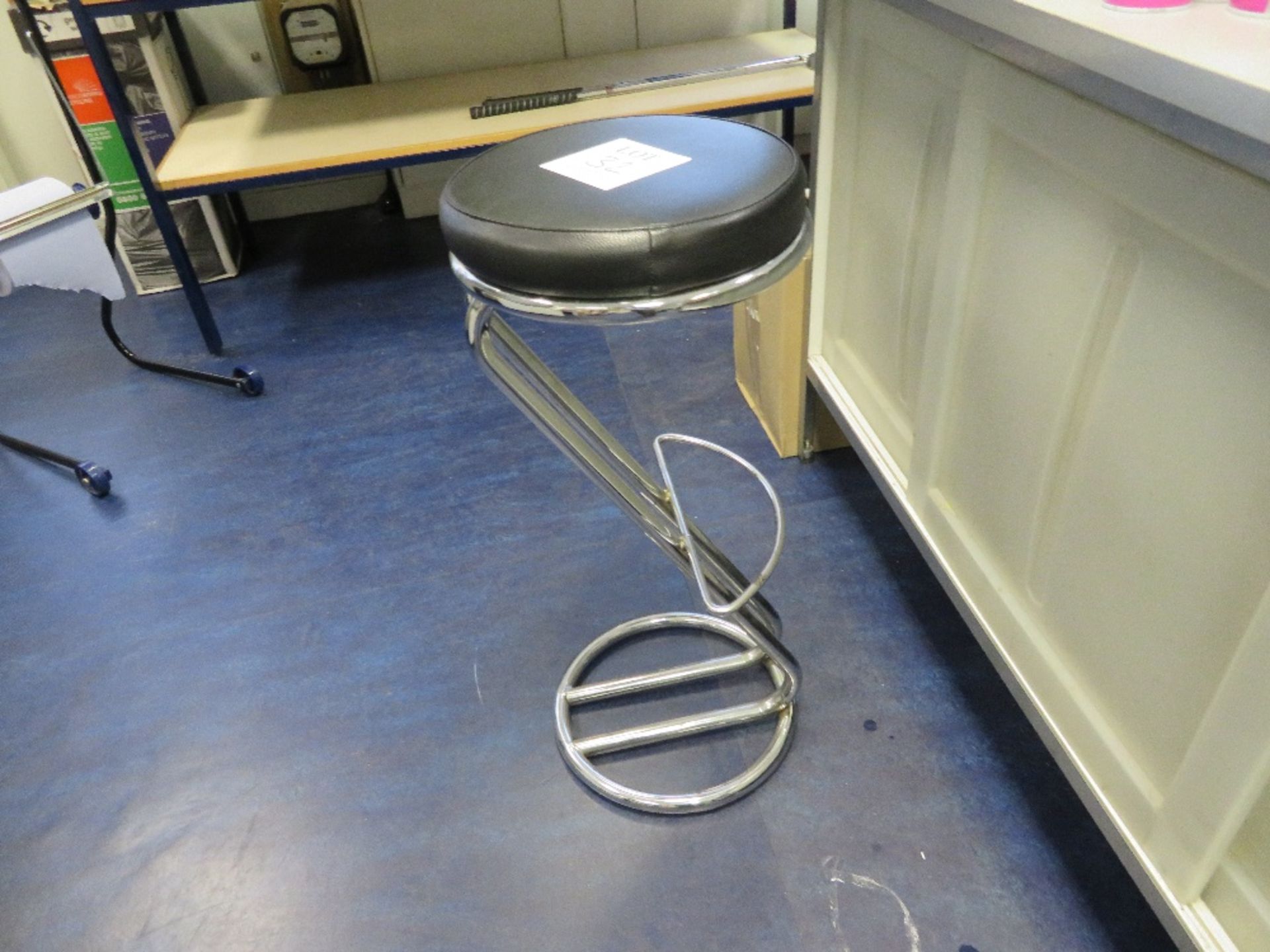 Chrome Steel Bar Stool with Black Vinyl Seat