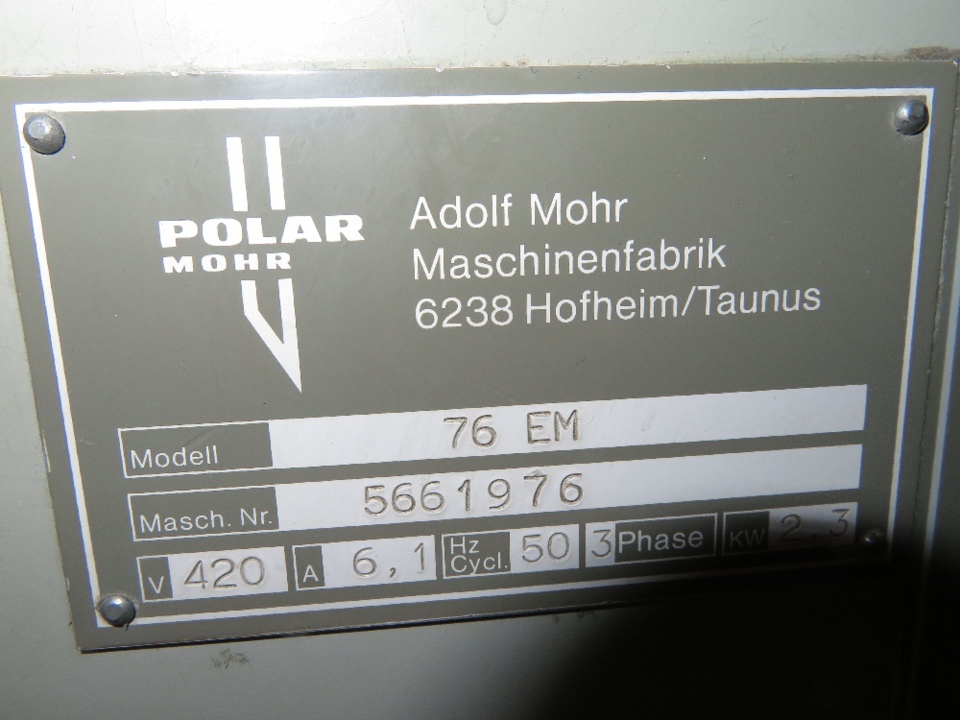 Polar Mohr 76 EM Paper Guillotine, Serial Number 5661976 with Light Guards and 4x Spare Blades - Image 5 of 8