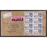 FALKLAND IS. 1935 (25 Dec) brown envelope sent by registered Parcel Post to Dartmouth bearing