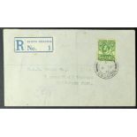 FALKLAND IS. 1930 (8 Sept) env registered to Maidstone, Kent bearing Whale & Penguin 5s green /