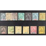 FRENCH COLONIES NEW CALEDONIA 1892 set complete, Yvert 41/53 (SG 31/43), very fine used (13 stamps),