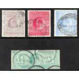 GB.EDWARD VII 1902-10 2s6d, 5s, 10s & £1 De La Rue, SG 260-66, used (4 stamps)