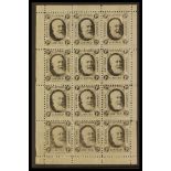 GB.QUEEN VICTORIA TELEPHONE STAMPS 1884 1d black, complete pane of twelve NATIONAL TELEPHONE COMPANY