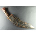 KUKRI KNIFE with damaged scabbard. British Army, circa 1945..